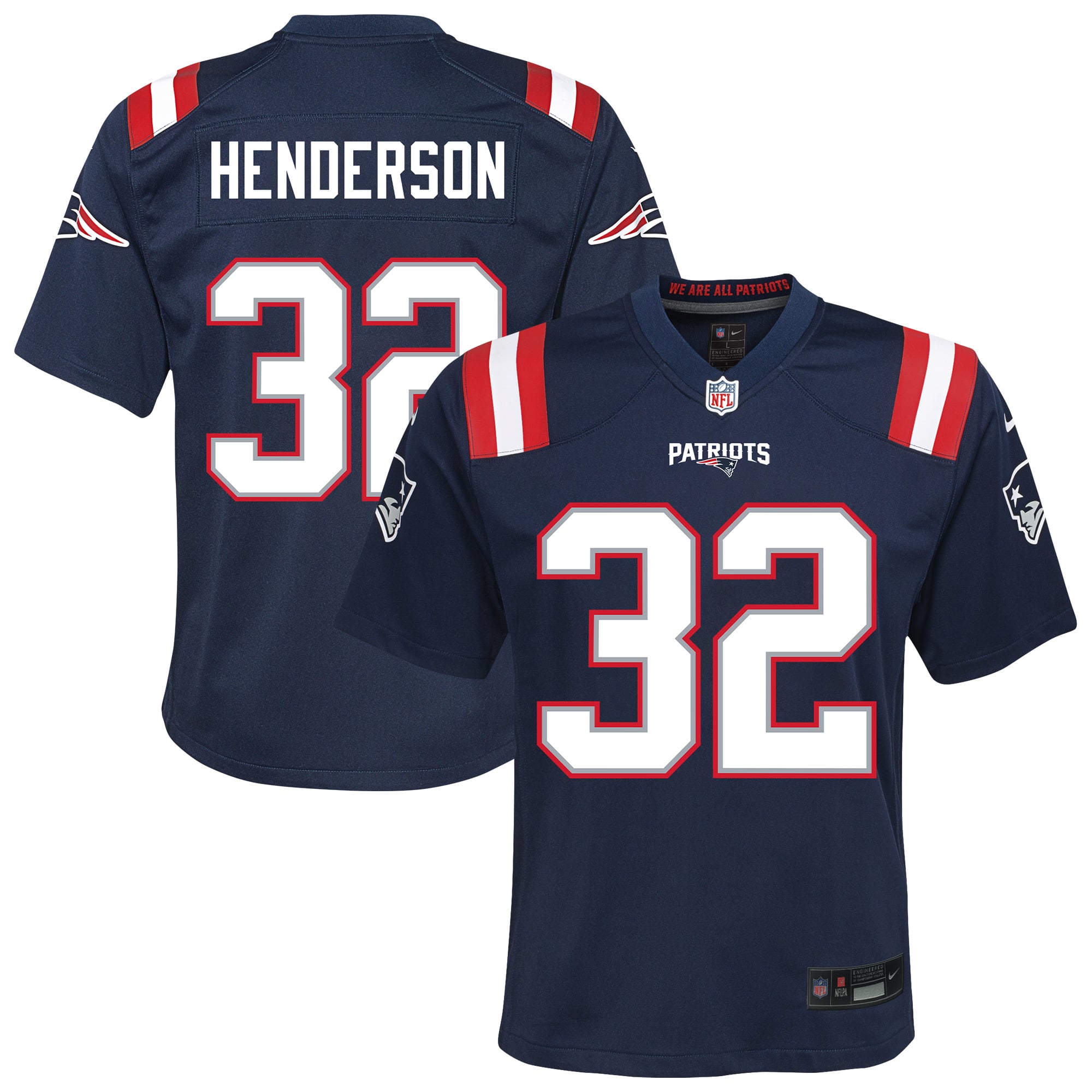 TreVeyon Henderson New England Patriots Youth Team Game Jersey - Navy - Image 2