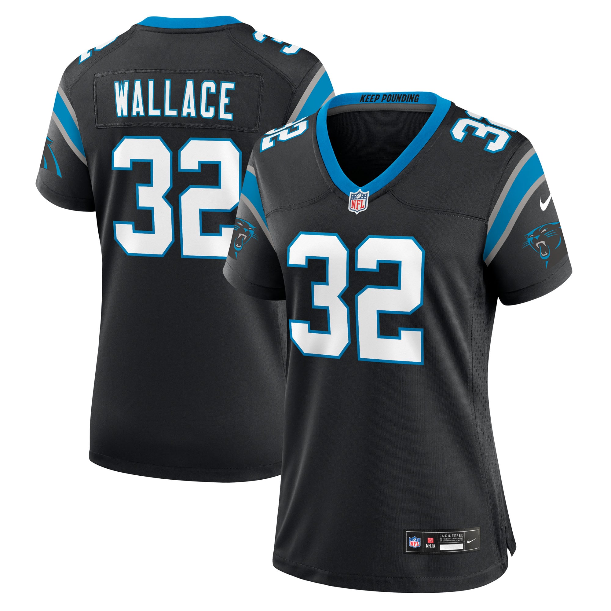 Trevin Wallace Carolina Panthers Women's Team Game Jersey - Black - Image 2