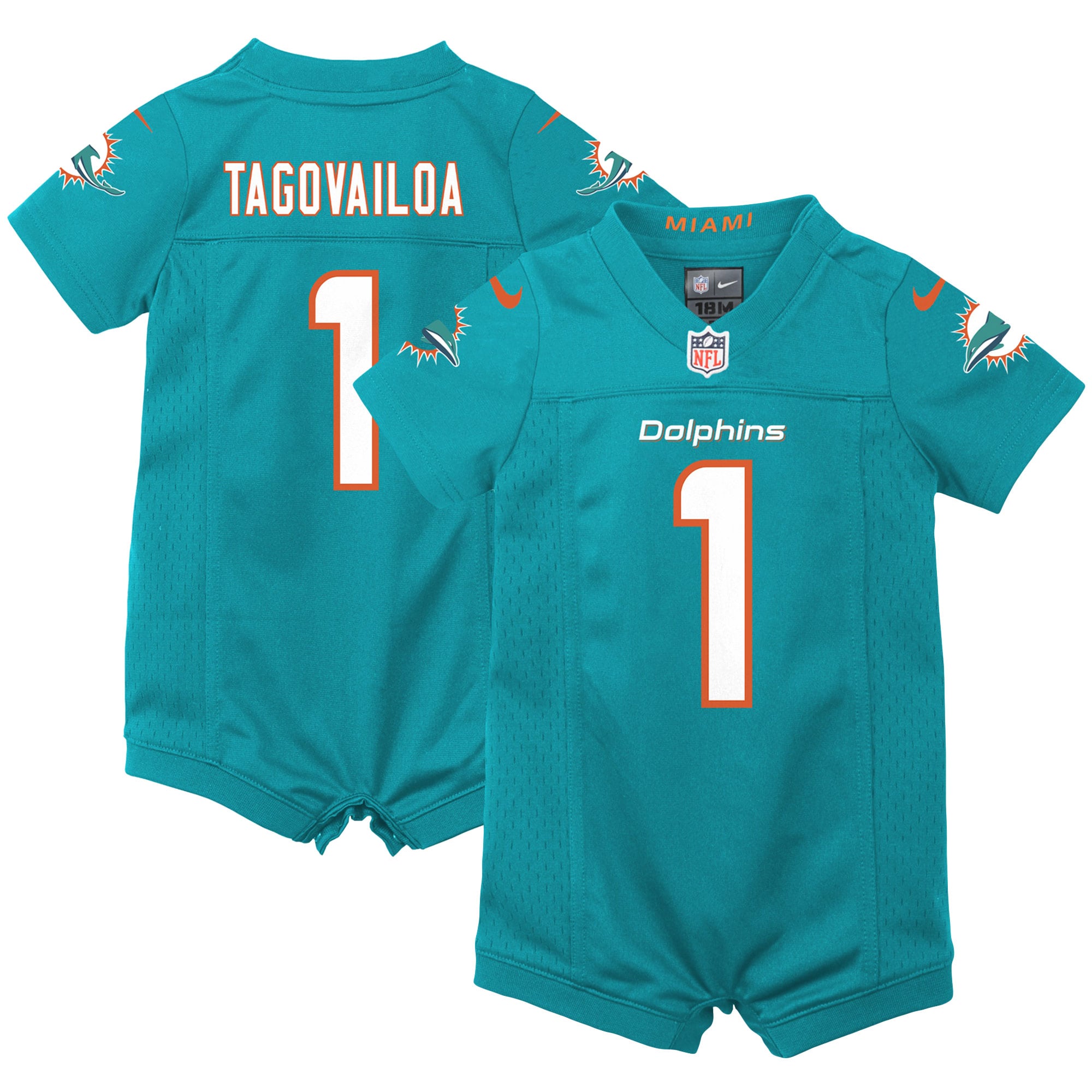 Tua Tagovailoa Miami Dolphins Newborn & Infant Game Romper Jersey - Aqua - Image 2
