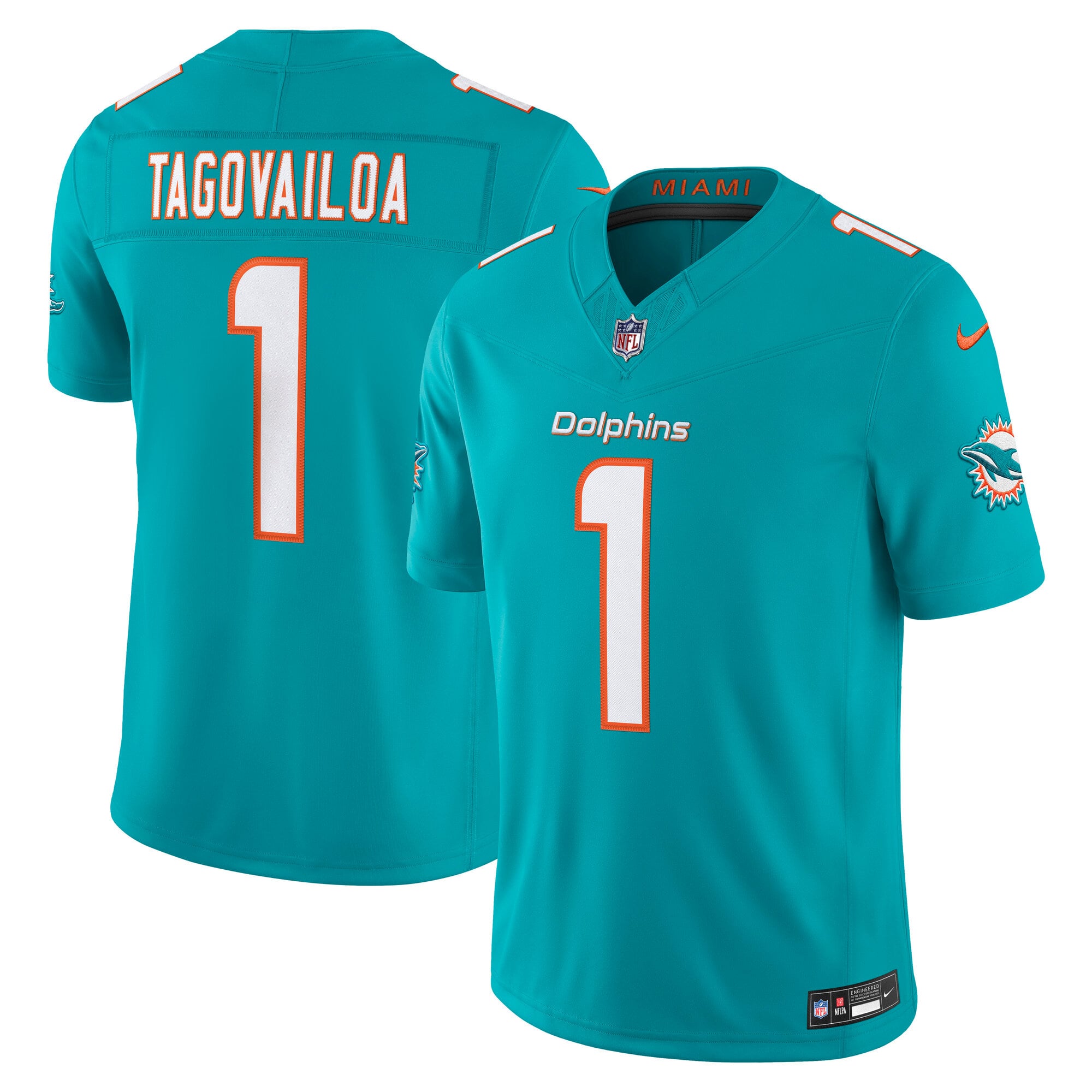 Tua Tagovailoa Miami Dolphins Team Vapor F.U.S.E. Stitched Limited Jersey - Aqua - Image 2