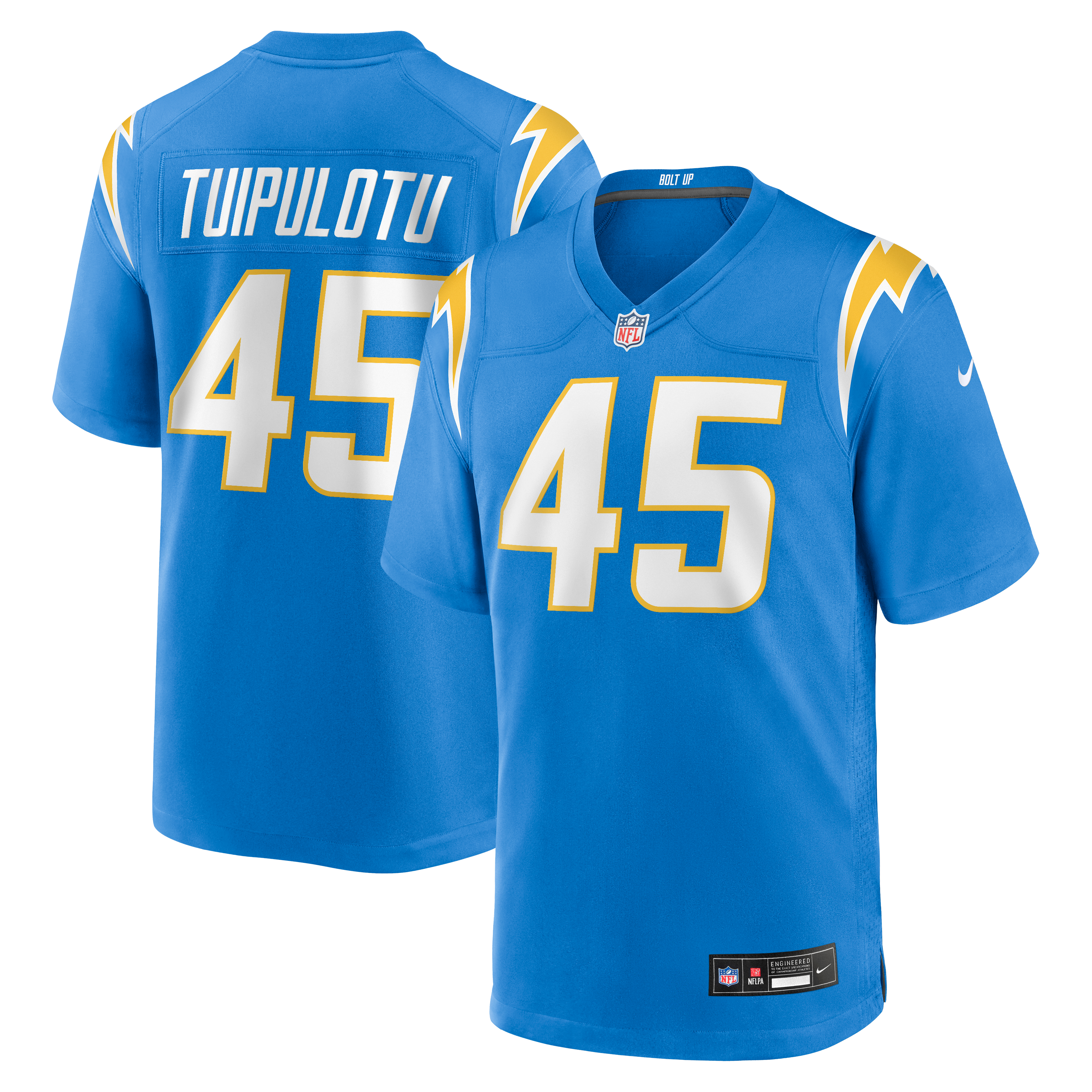 Tuli Tuipulotu Los Angeles Chargers Team Game Jersey - Powder Blue - Image 2