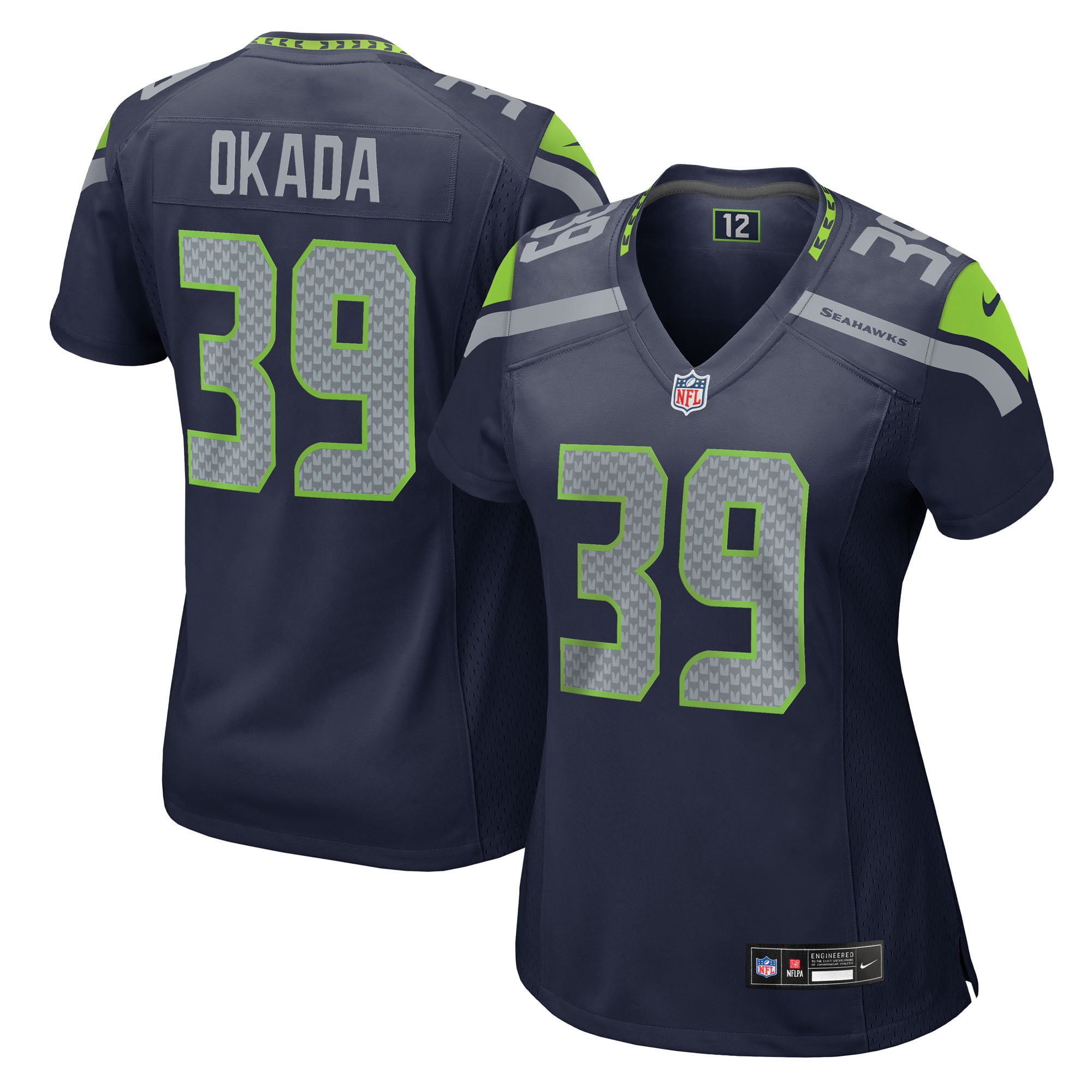 Ty Okada Seattle Seahawks Women's Team Game Jersey - College Navy - Image 2