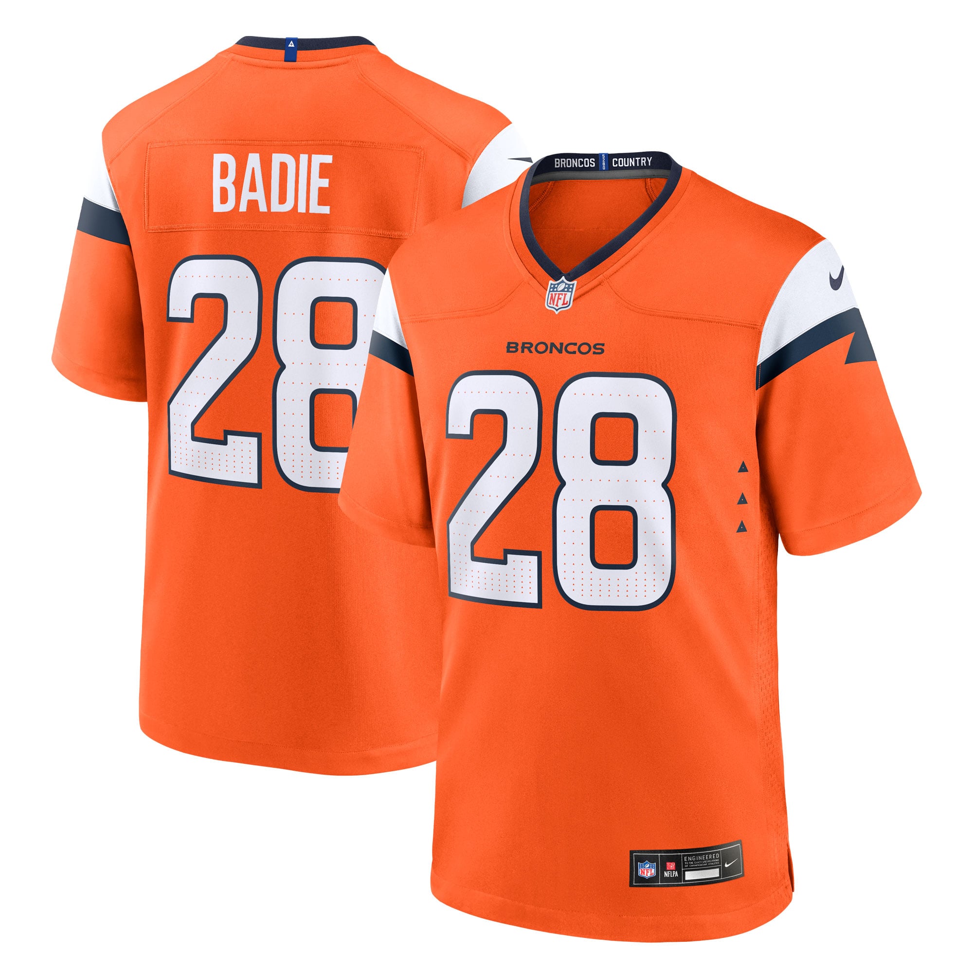 Tyler Badie Denver Broncos Team Game Jersey - Orange - Image 2