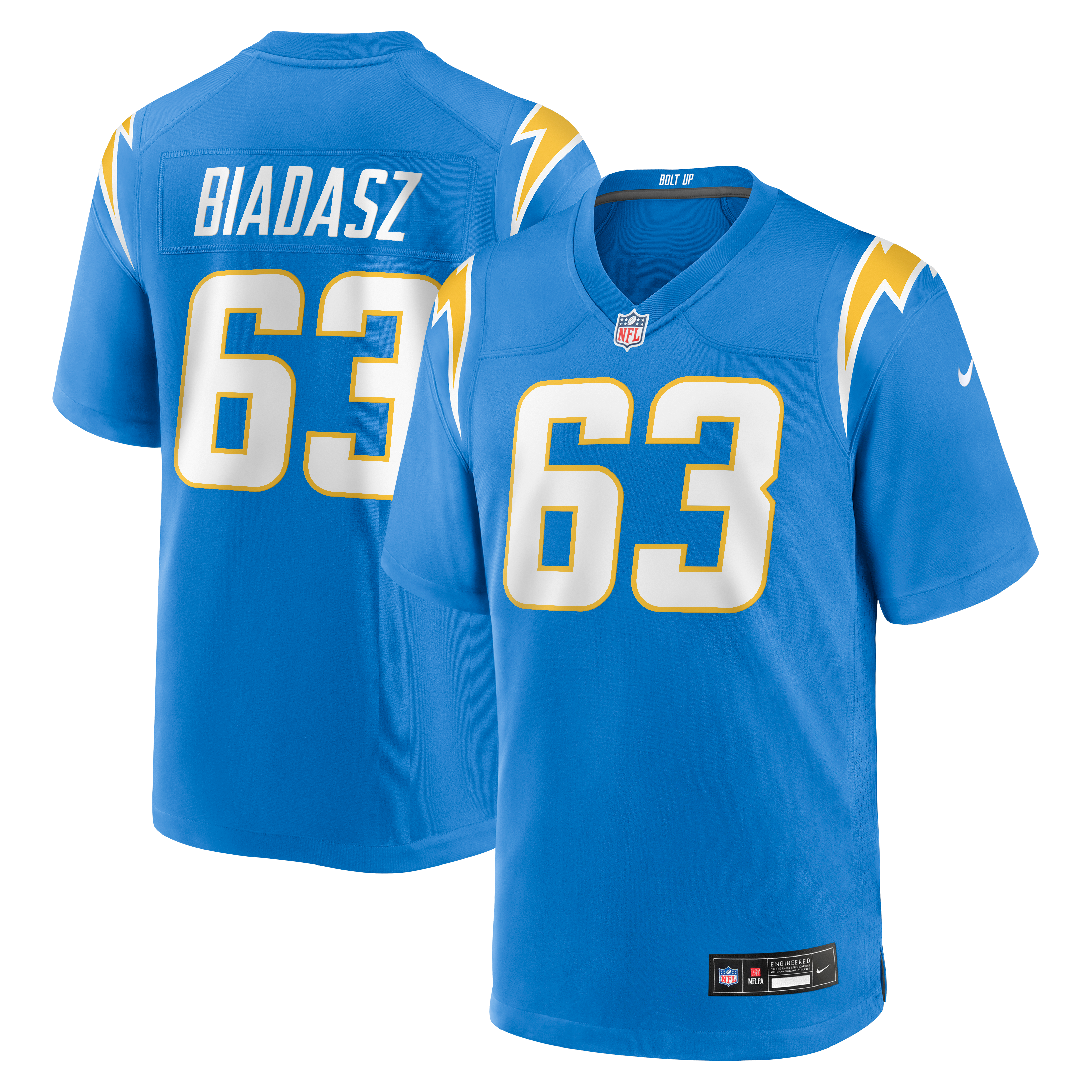 Tyler Biadasz Los Angeles Chargers Team Game Jersey - Powder Blue