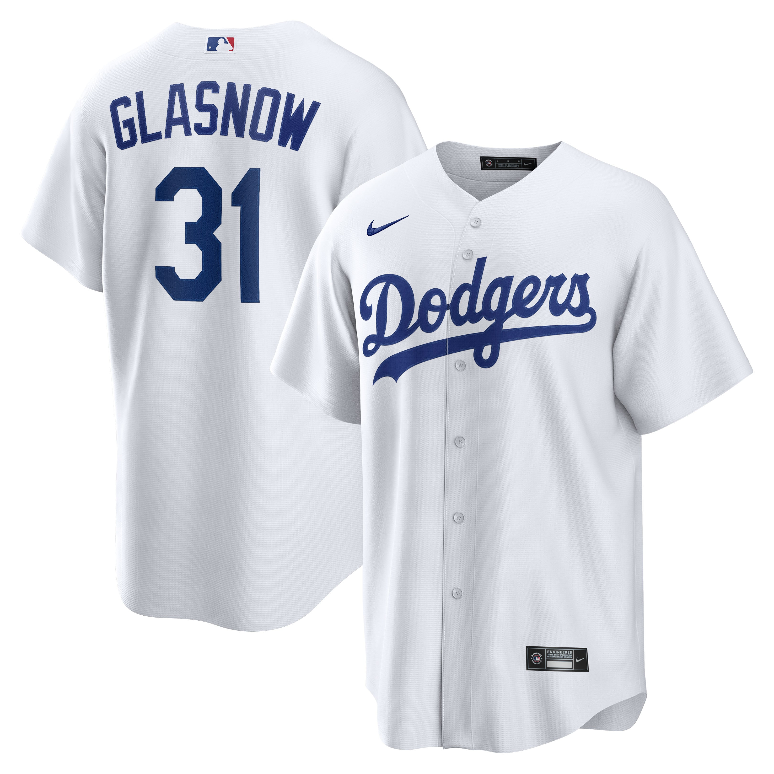 Tyler Glasnow Los Angeles Dodgers Home Jersey - White - Image 2