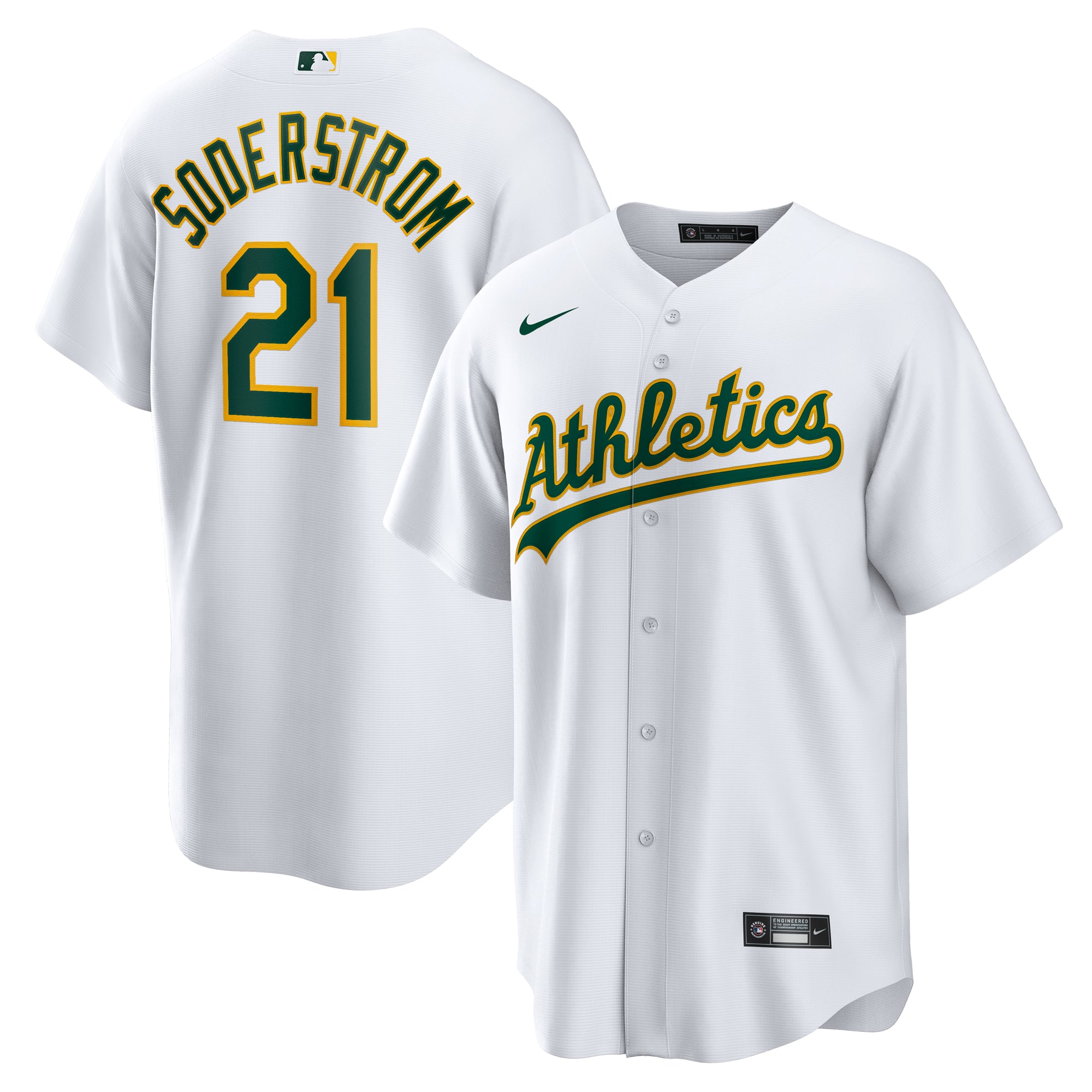 Tyler Soderstrom Athletics Home Jersey - White - Image 2