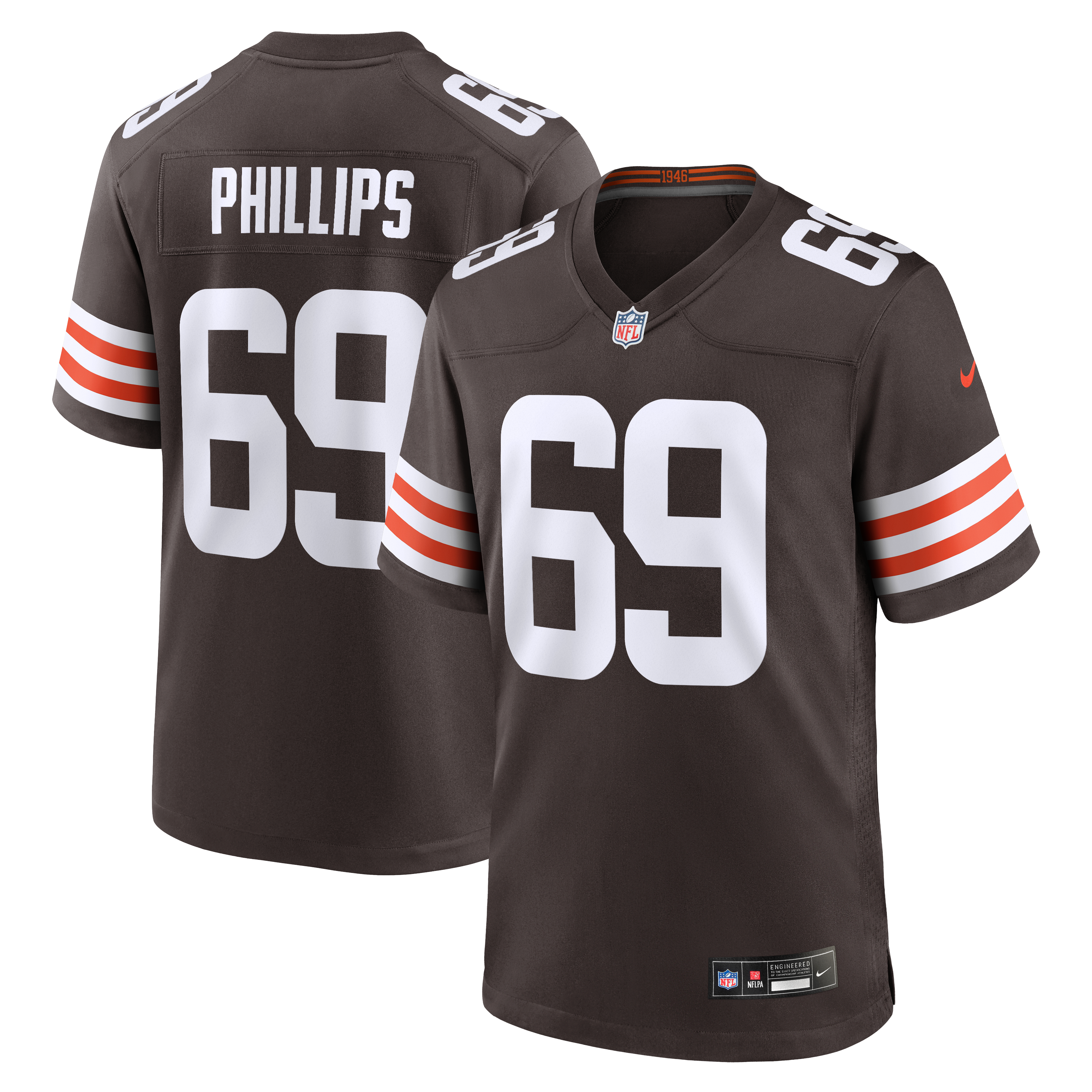 Tyre Phillips Cleveland Browns Team Game Jersey - Brown