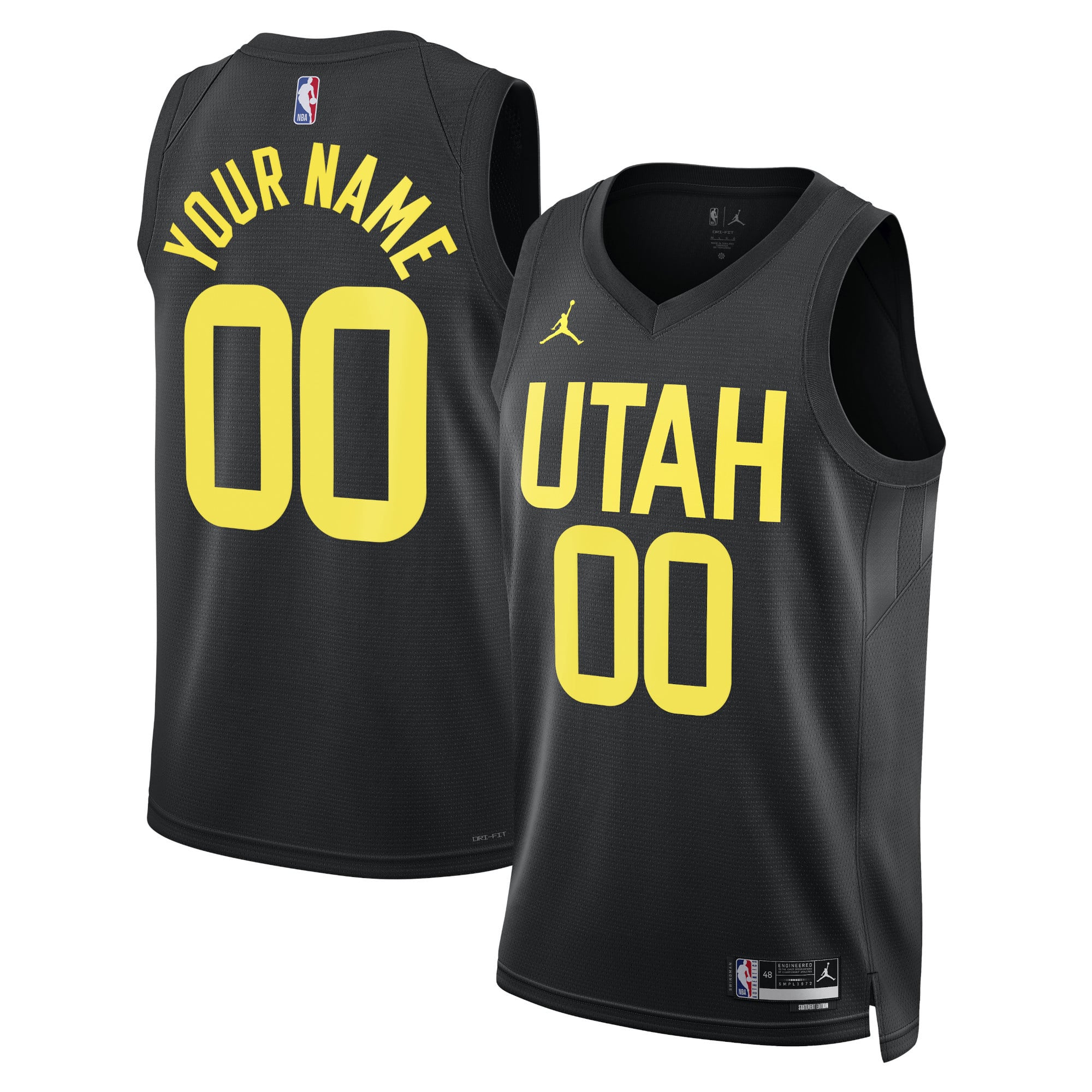 Utah Jazz Jordan Brand Unisex 2022/23 Swingman Custom Jersey - Statement Edition - Black - Image 2