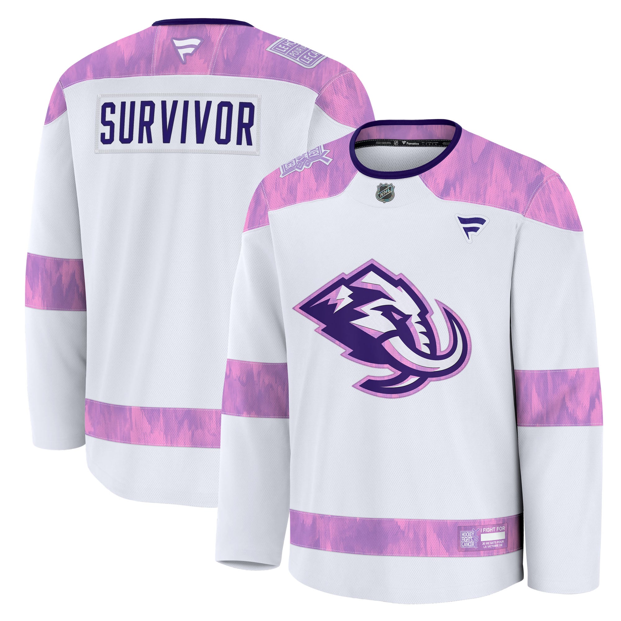 Utah Mammoth Hockey Fights Cancer Survivor Practice Jersey - White - Image 2