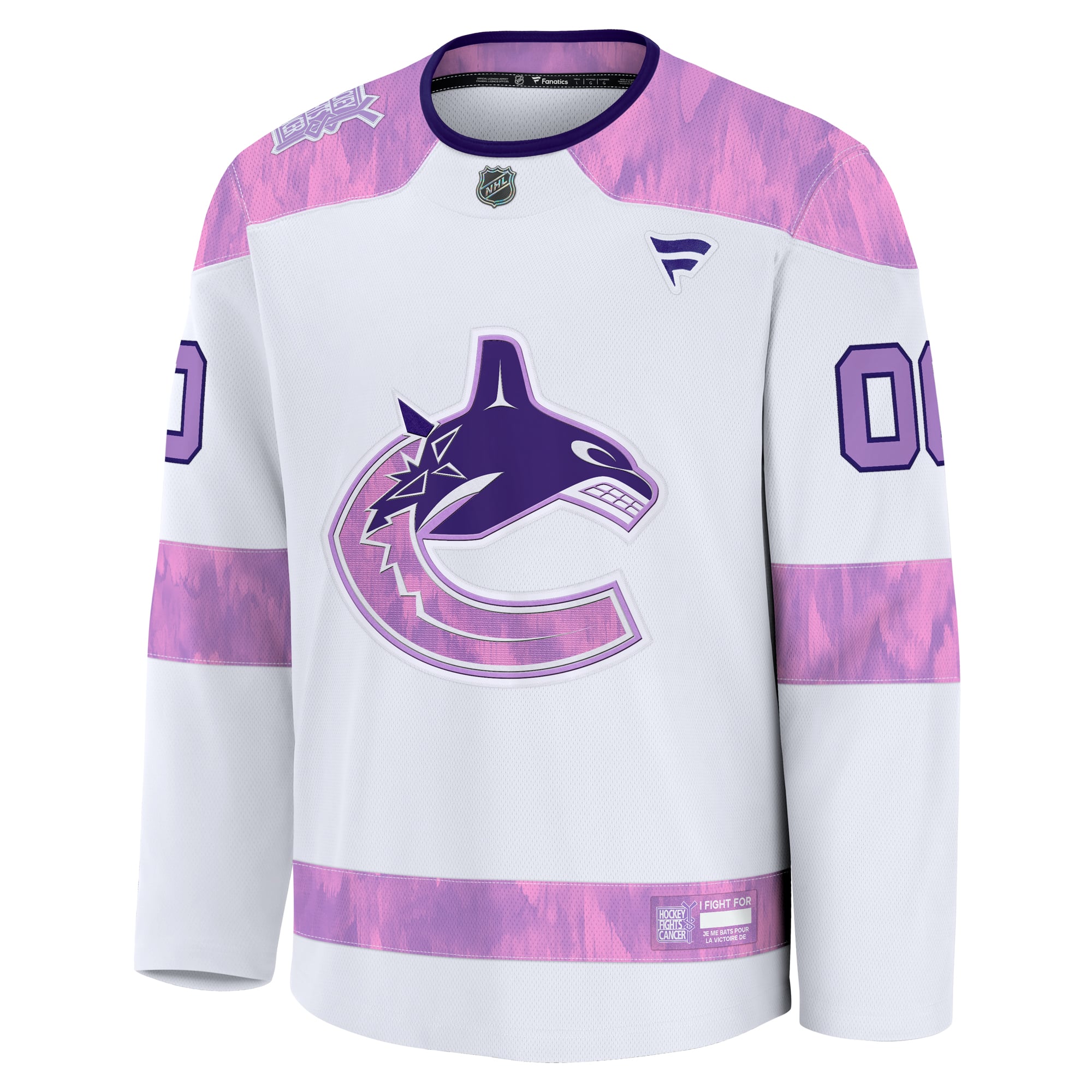 Vancouver Canucks 2024 Hockey Fights Cancer Custom Practice Jersey - White - Image 3