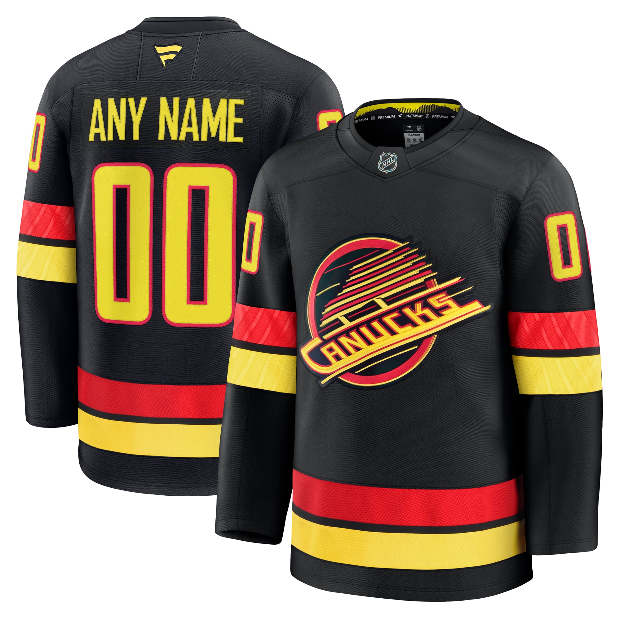Vancouver Canucks Away Premium Custom Jersey - Black - Image 2