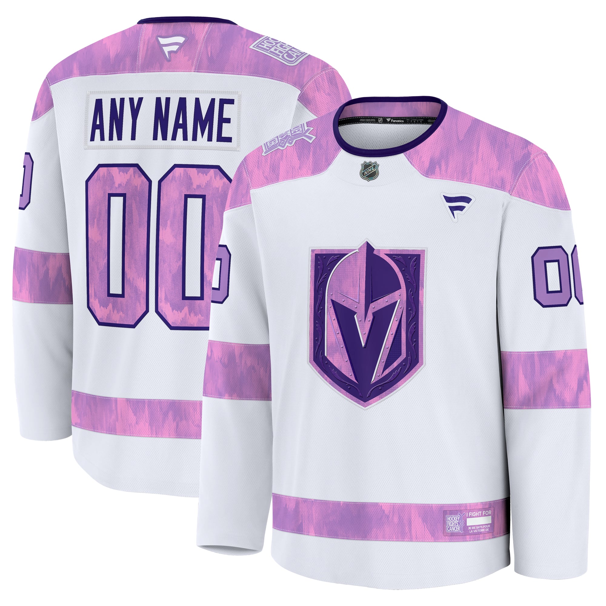 Vegas Golden Knights 2024 Hockey Fights Cancer Custom Practice Jersey - White - Image 2