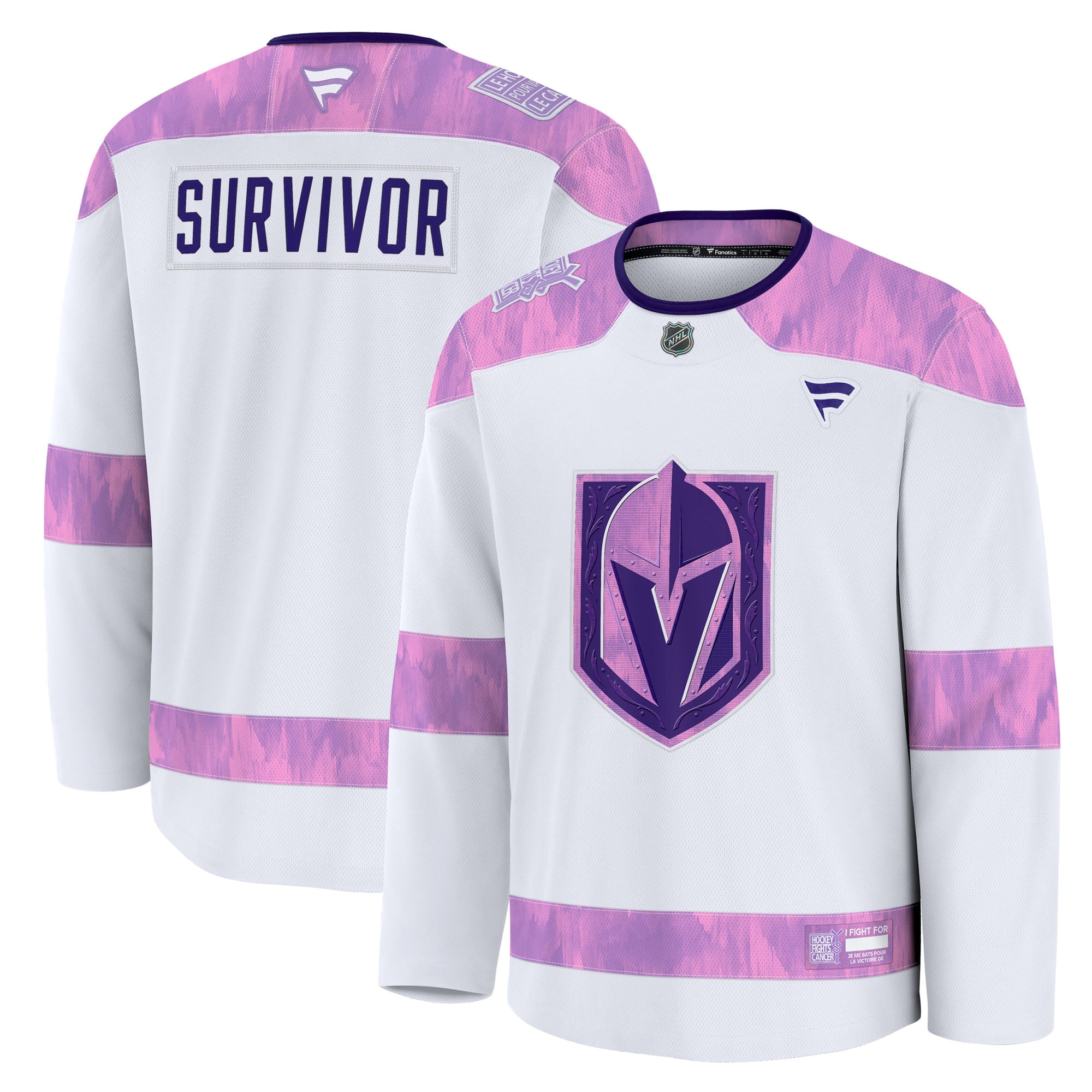 Vegas Golden Knights Hockey Fights Cancer Survivor Practice Jersey - White - Image 2