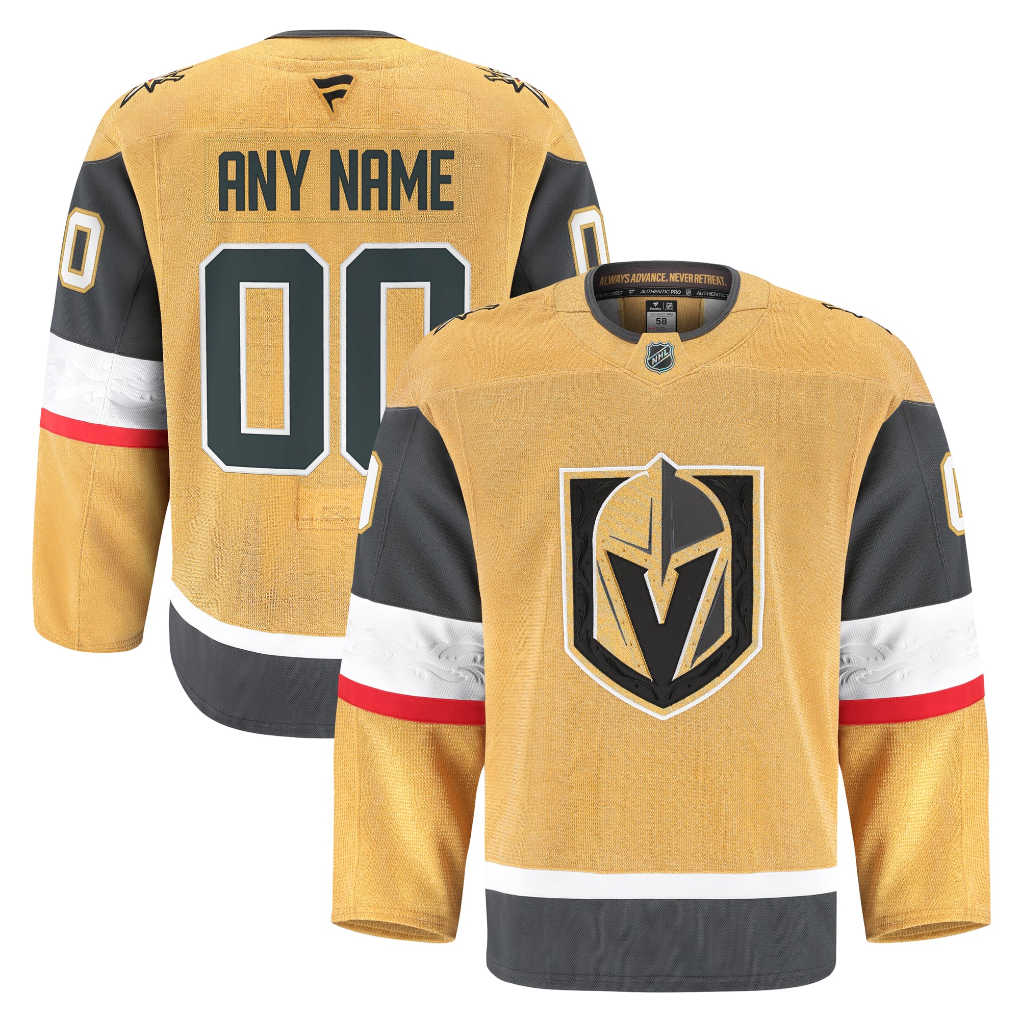 Vegas Golden Knights Home Pro Custom Jersey - Gold - Image 2