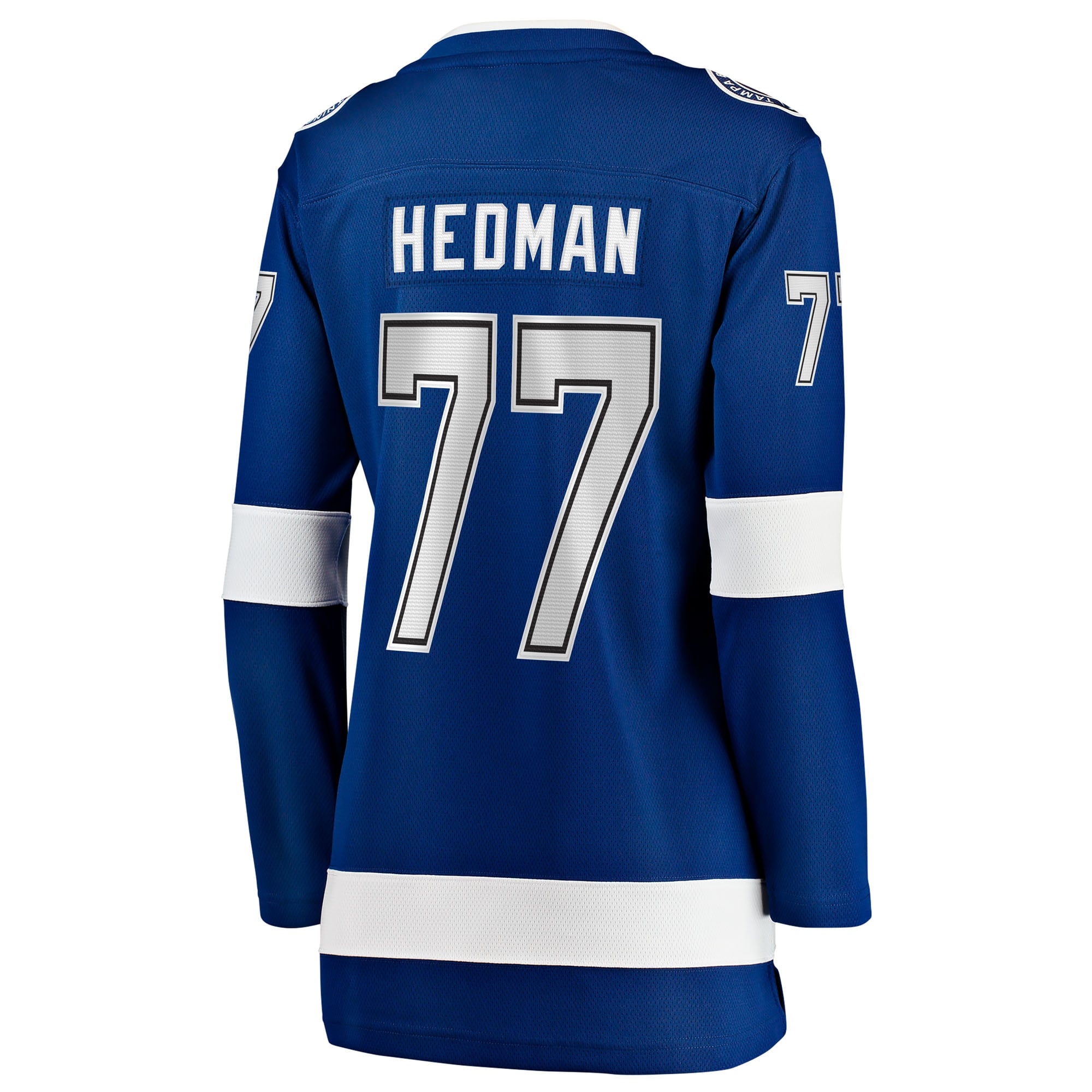 Victor Hedman Tampa Bay Lightning Women's Home Captain Patch Breakaway Jersey - Blue - Image 4