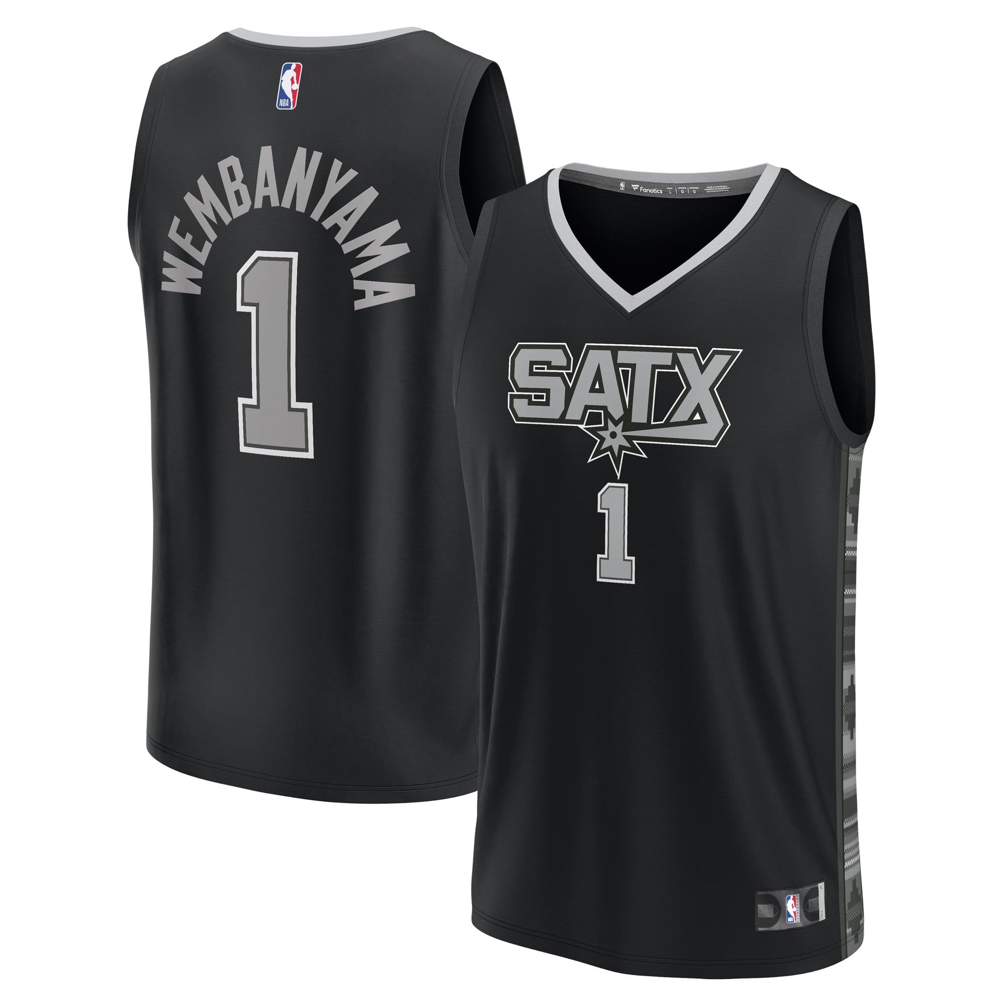 Victor Wembanyama San Antonio Spurs Youth Fast Break Player Jersey - Statement Edition - Black - Image 2