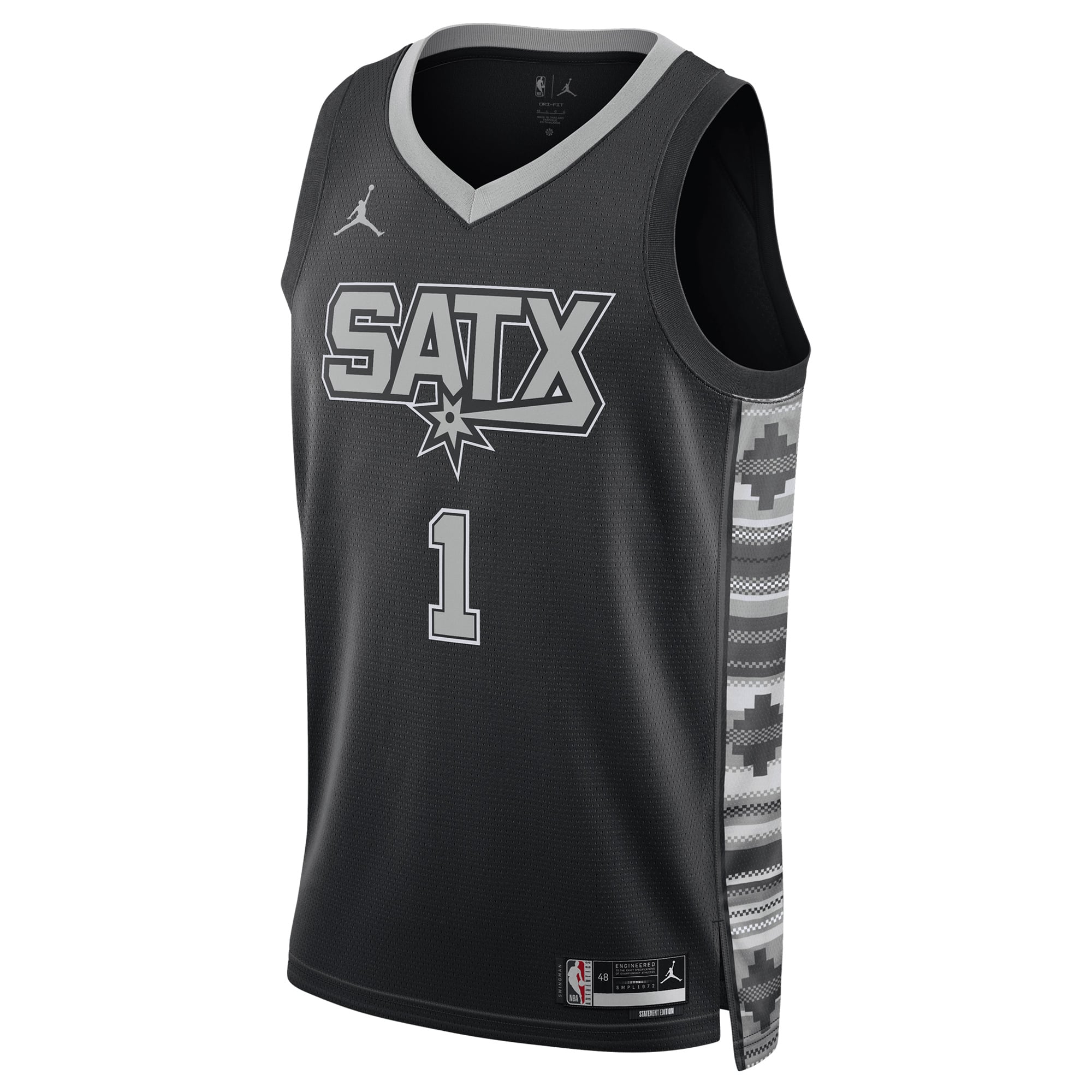 Victor Wembanyama San Antonio Spurs Jordan Brand Unisex Swingman Jersey - Statement Edition - Black - Image 3