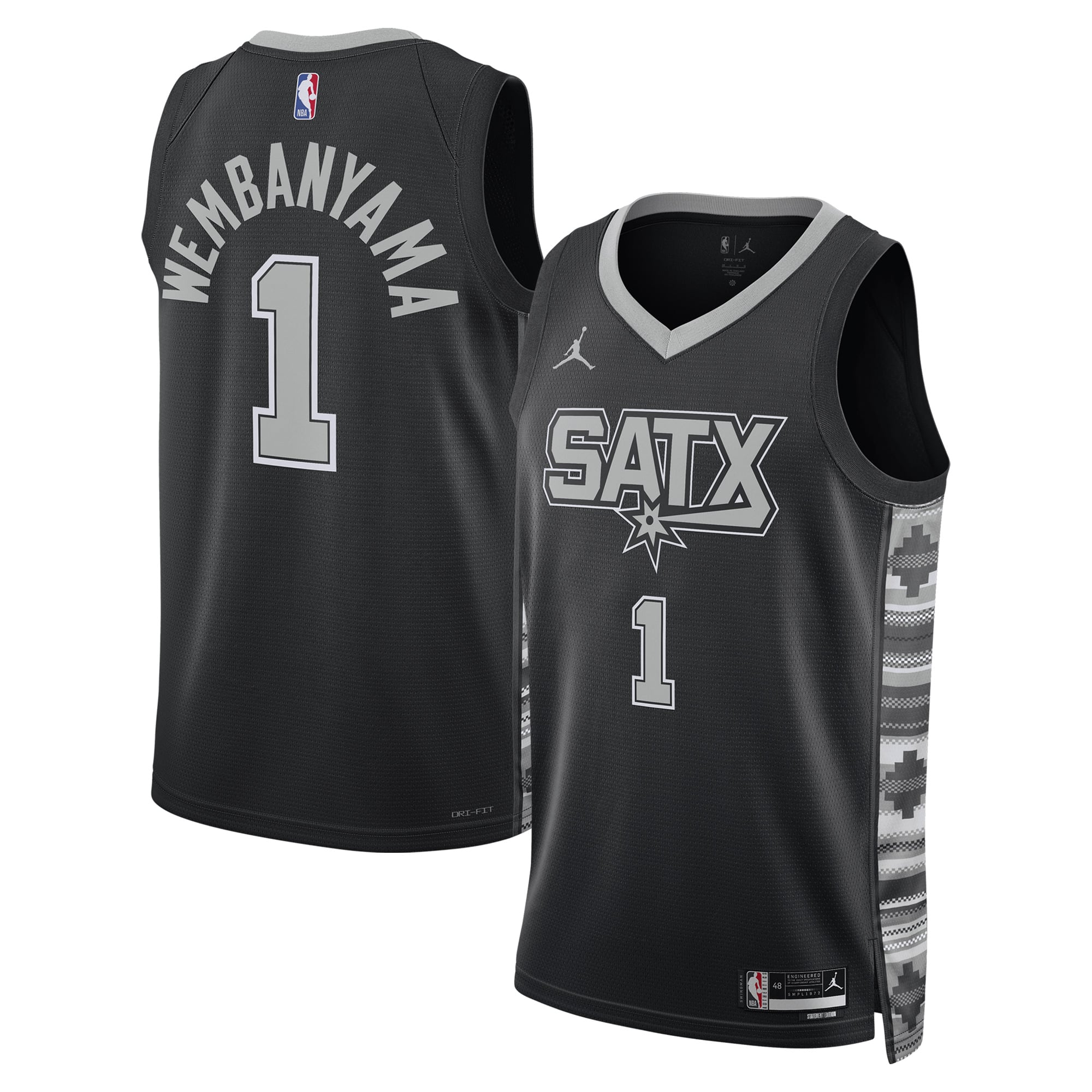 Victor Wembanyama San Antonio Spurs Jordan Brand Unisex Swingman Jersey - Statement Edition - Black - Image 2