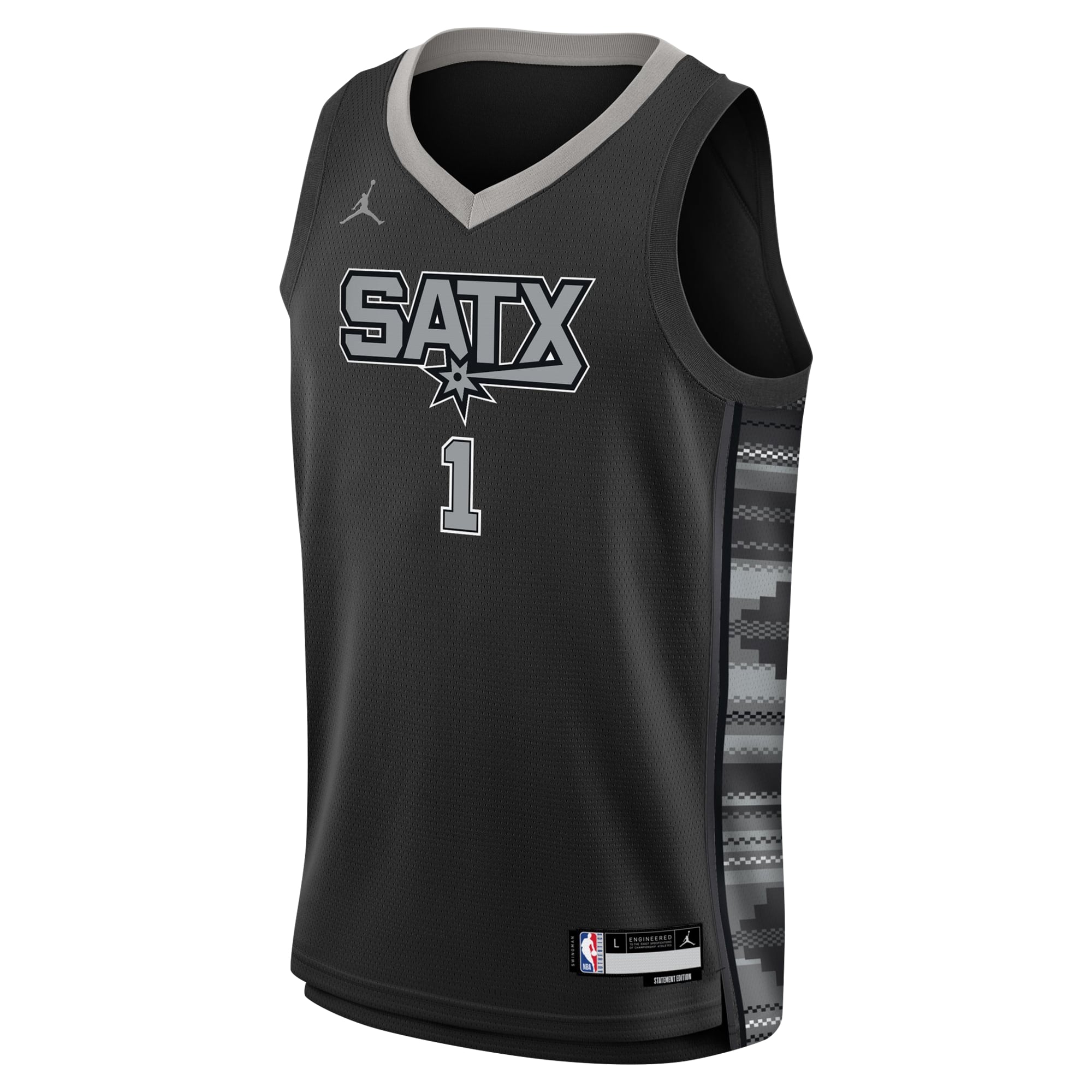 Victor Wembanyama San Antonio Spurs Jordan Brand Youth Swingman Jersey - Statement Edition - Black - Image 3
