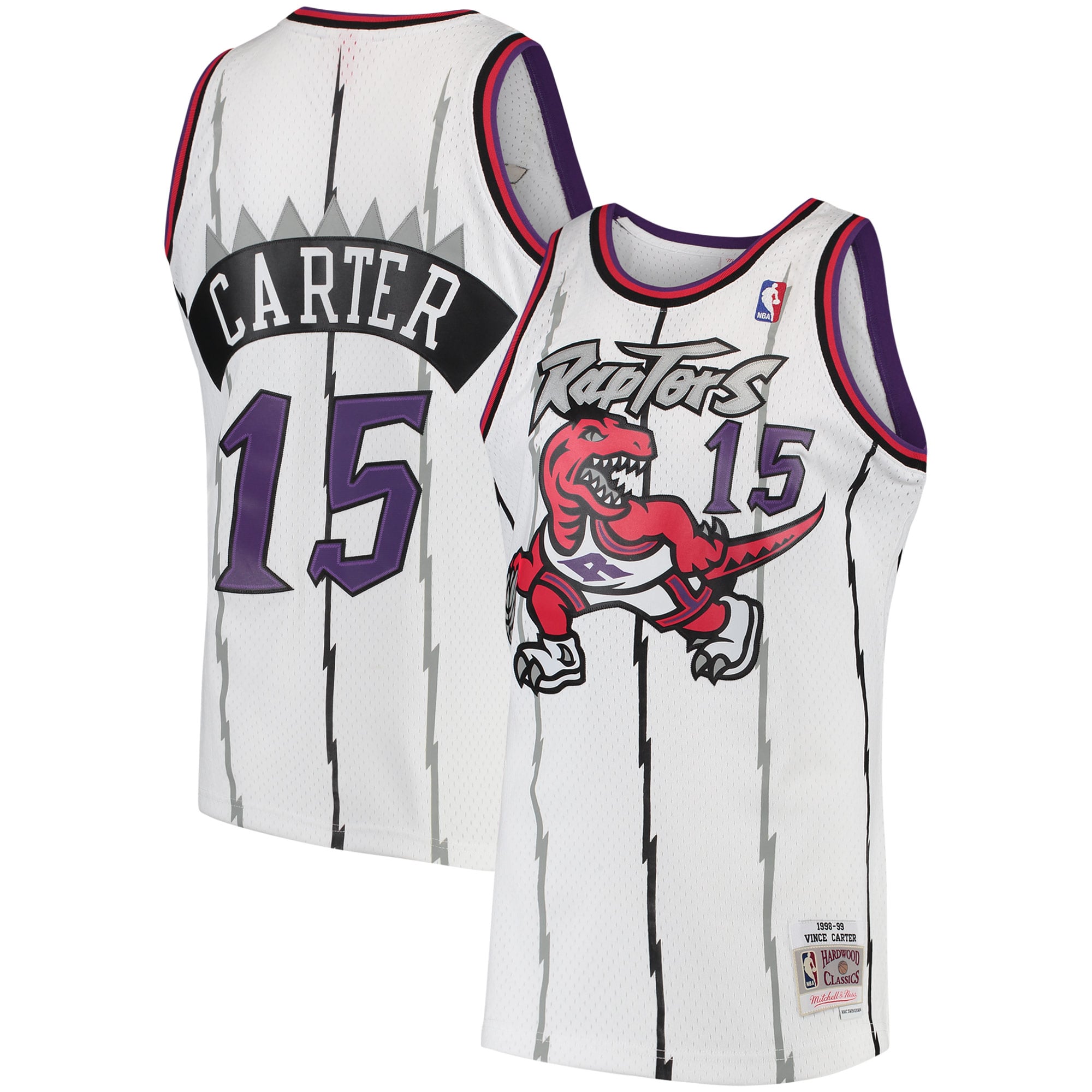 Vince Carter Toronto Raptors 1998/99 Hardwood Classics Swingman Jersey - White - Image 2