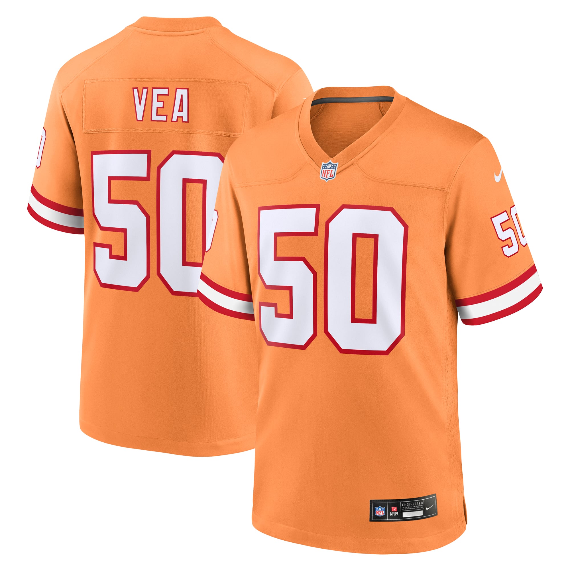 Vita Vea Tampa Bay Buccaneers Throwback Game Jersey - Orange - Image 2