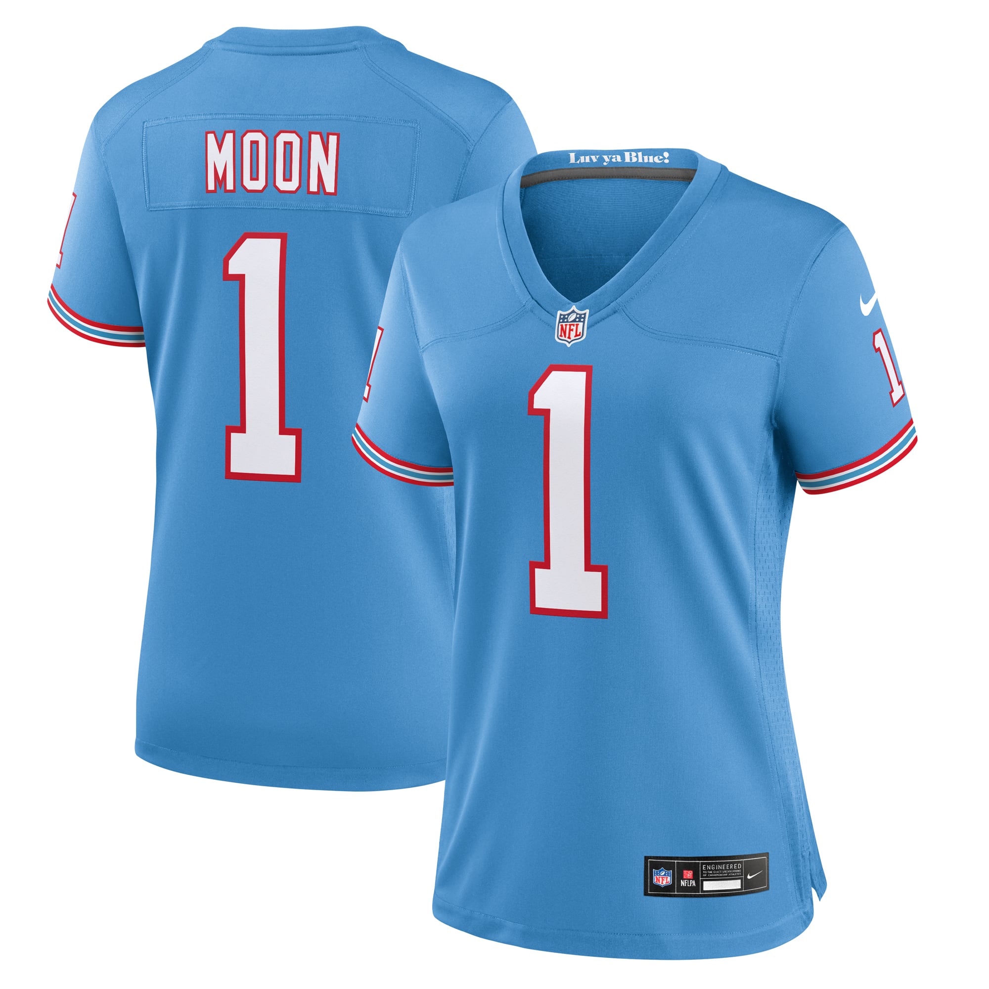 Warren Moon Tennessee Titans Women's Oilers Throwback Retired Player Game Jersey - Light Blue - Image 2