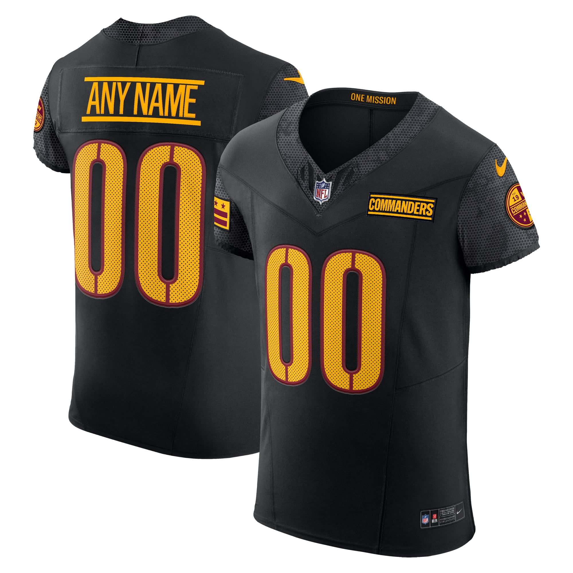 Washington Commanders Alternate Vapor F.U.S.E. Elite Custom Jersey - Black - Image 2