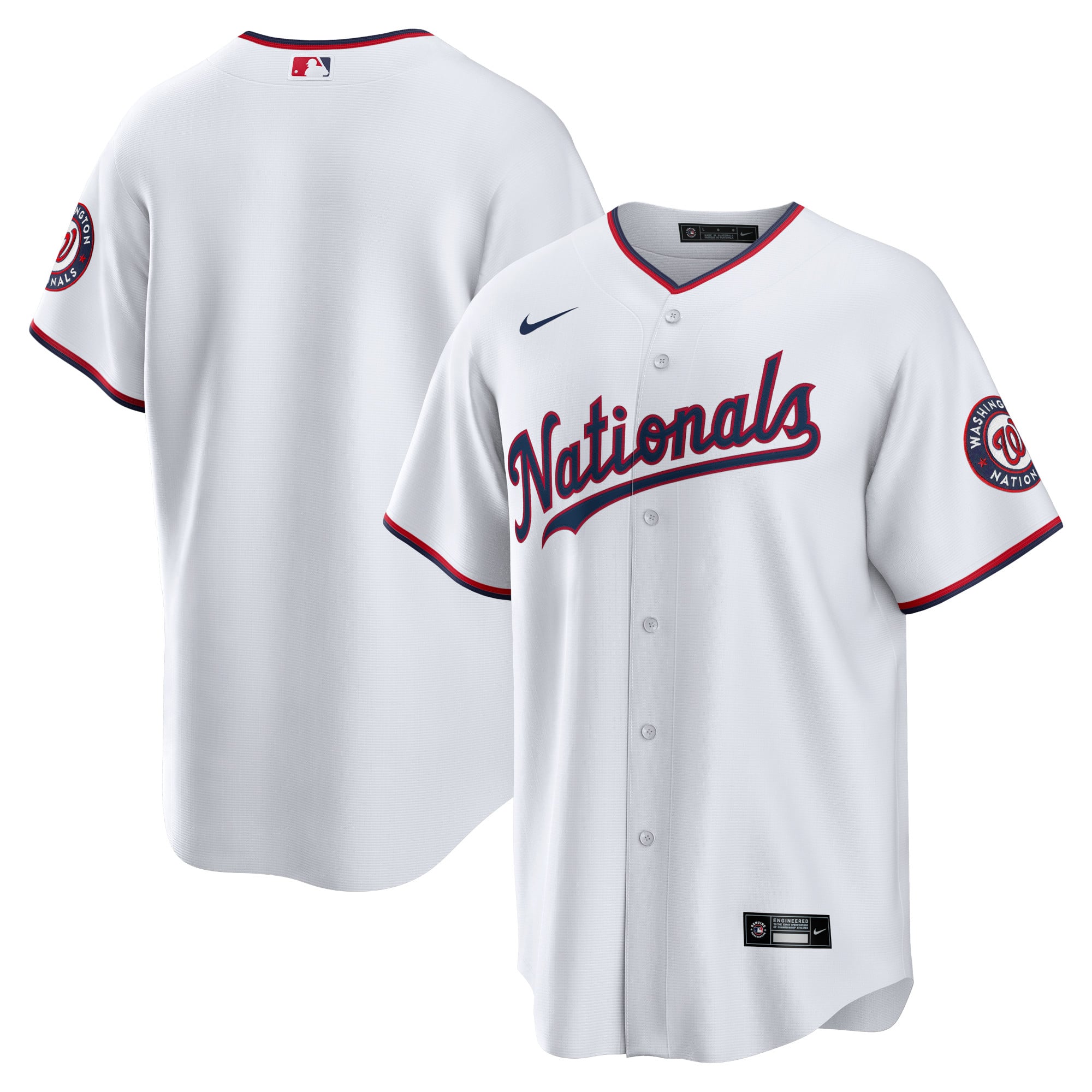 Washington Nationals Home Blank Jersey - White - Image 2