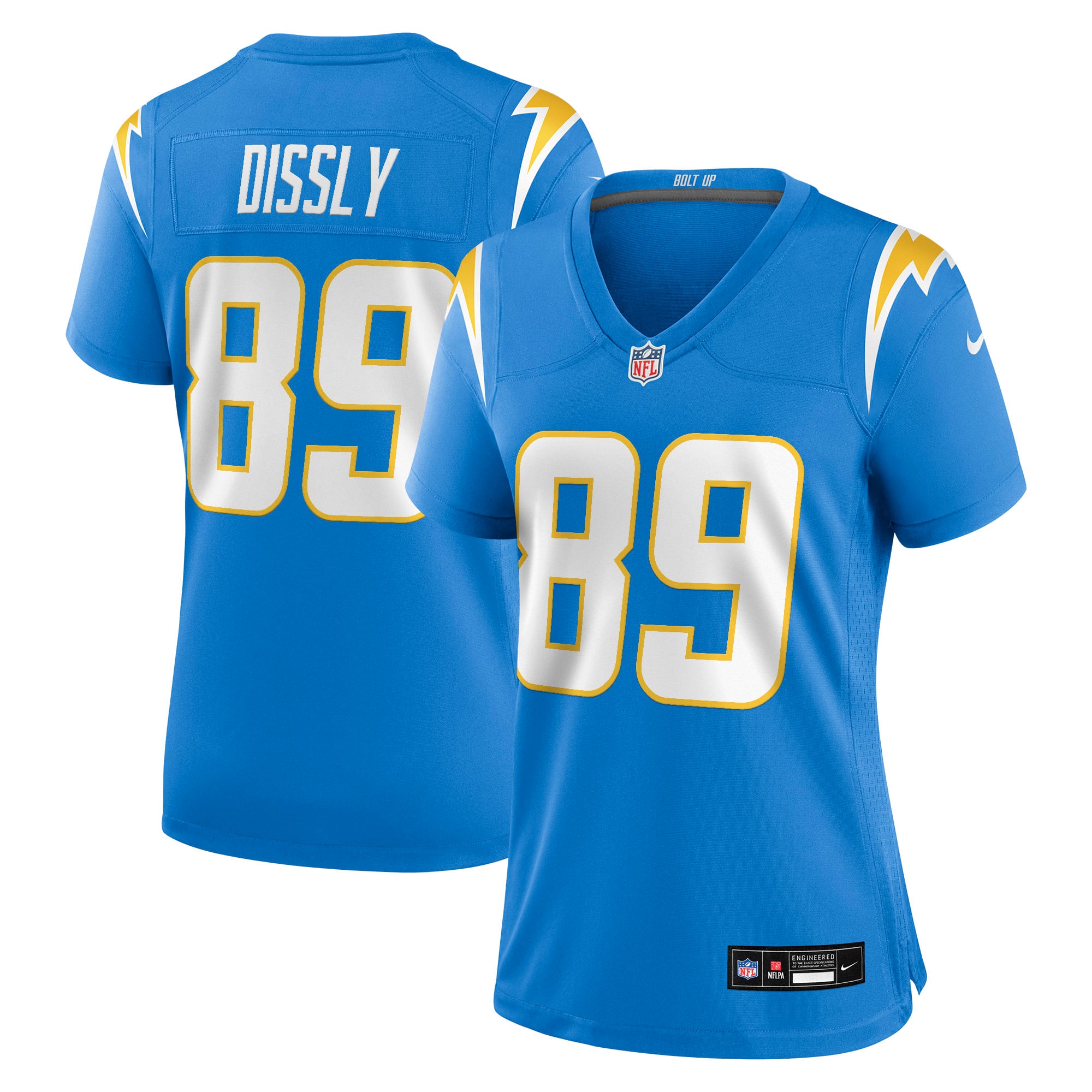 Will Dissly Los Angeles Chargers Women's Team Game Jersey - Powder Blue - Image 2