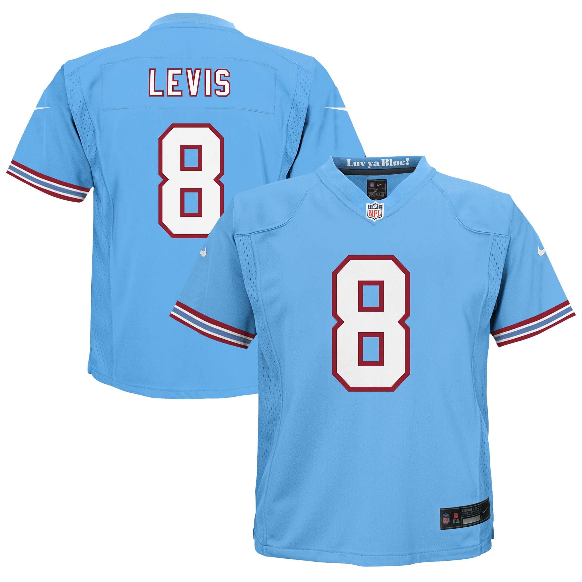 Will Levis Tennessee Titans Toddler Alternate Oilers Throwback Game Jersey - Light Blue - Image 2