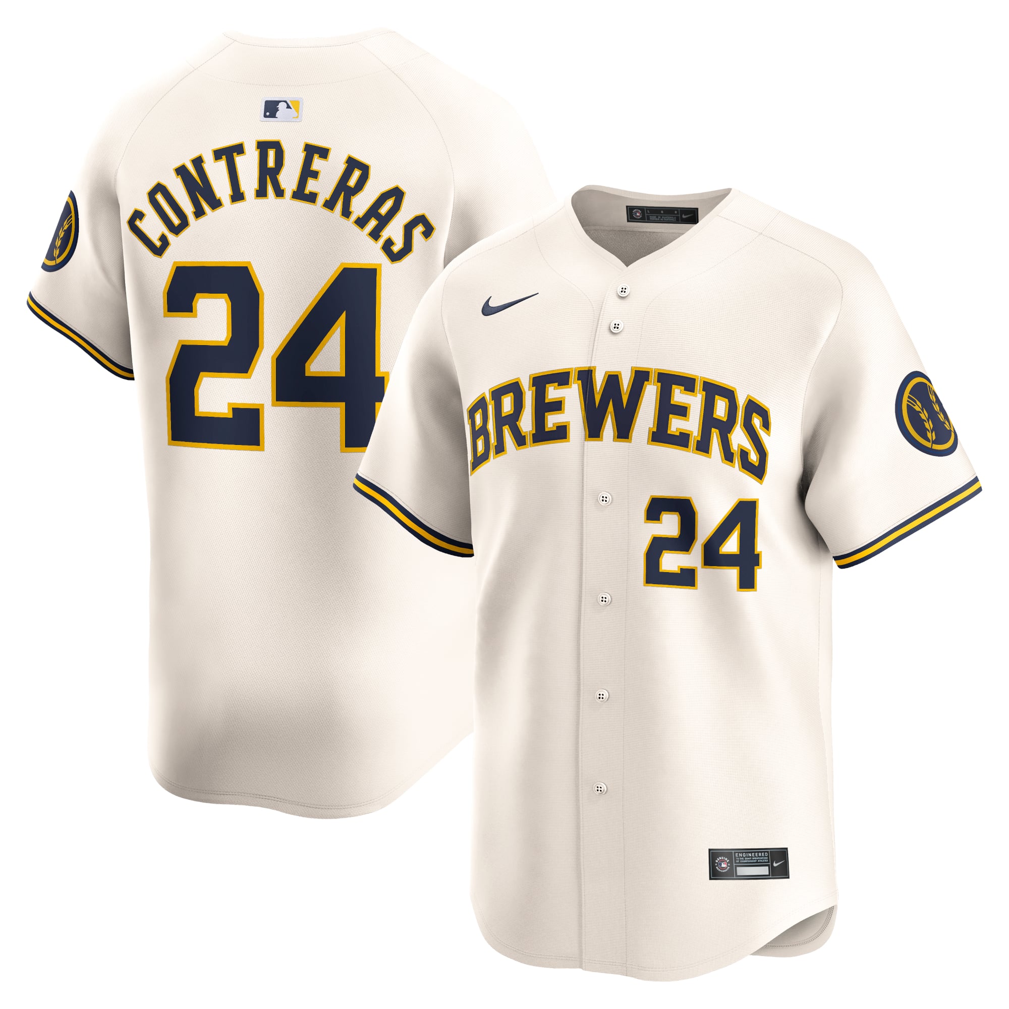 William Contreras Milwaukee Brewers Home Limited Player Jersey - Cream - Image 2