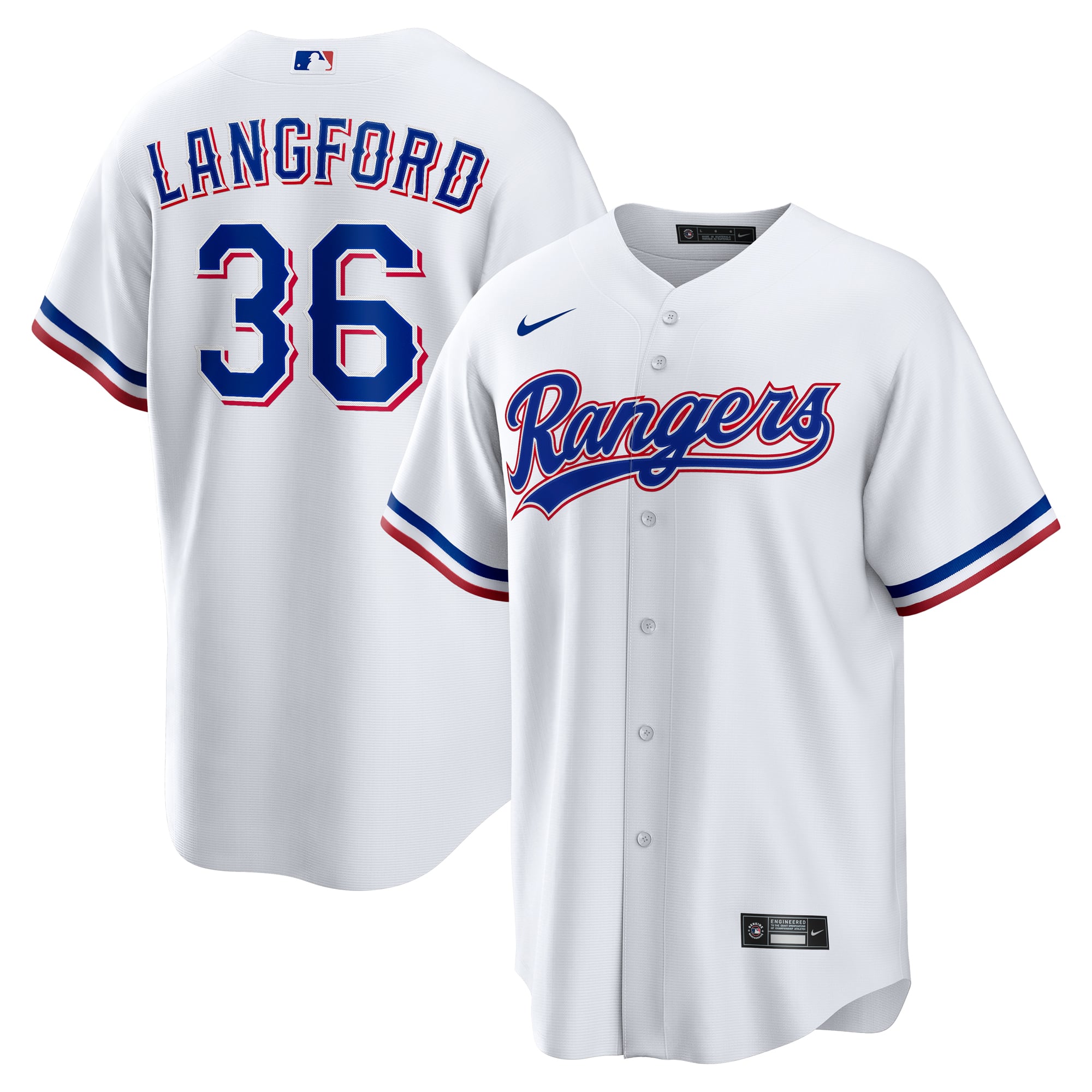 Wyatt Langford Texas Rangers Home Jersey - White - Image 2