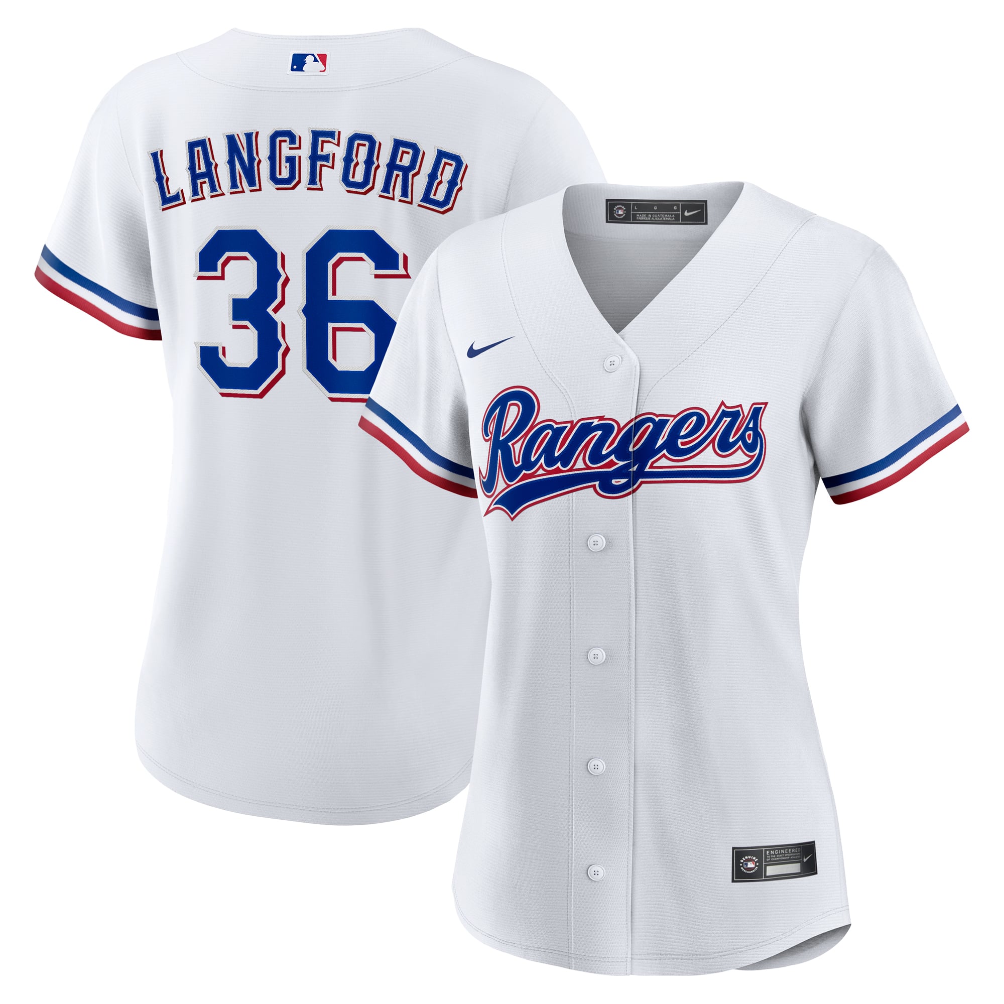 Wyatt Langford Texas Rangers Women's Home Jersey - White - Image 2