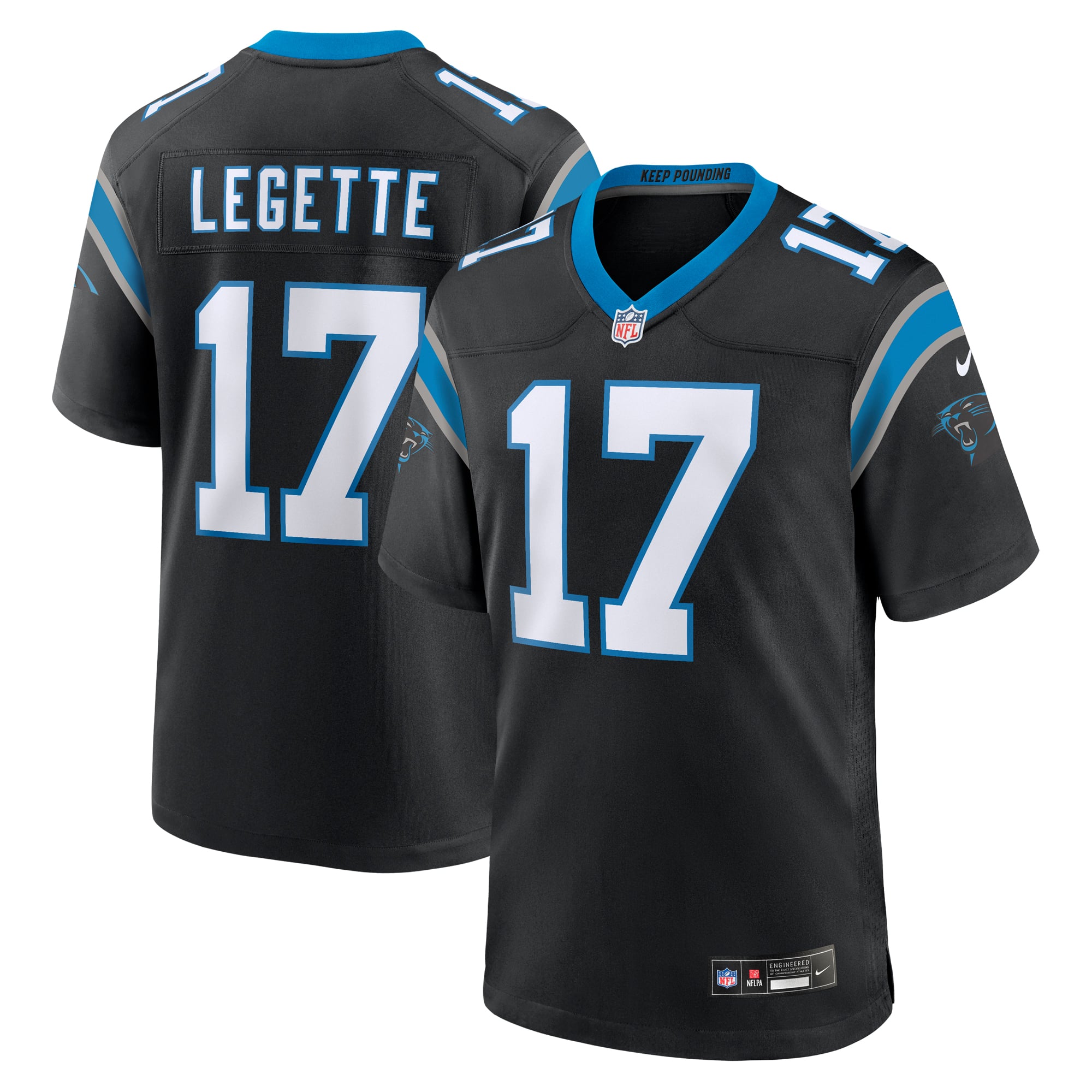 Xavier Legette Carolina Panthers Alternate Game Jersey - Black