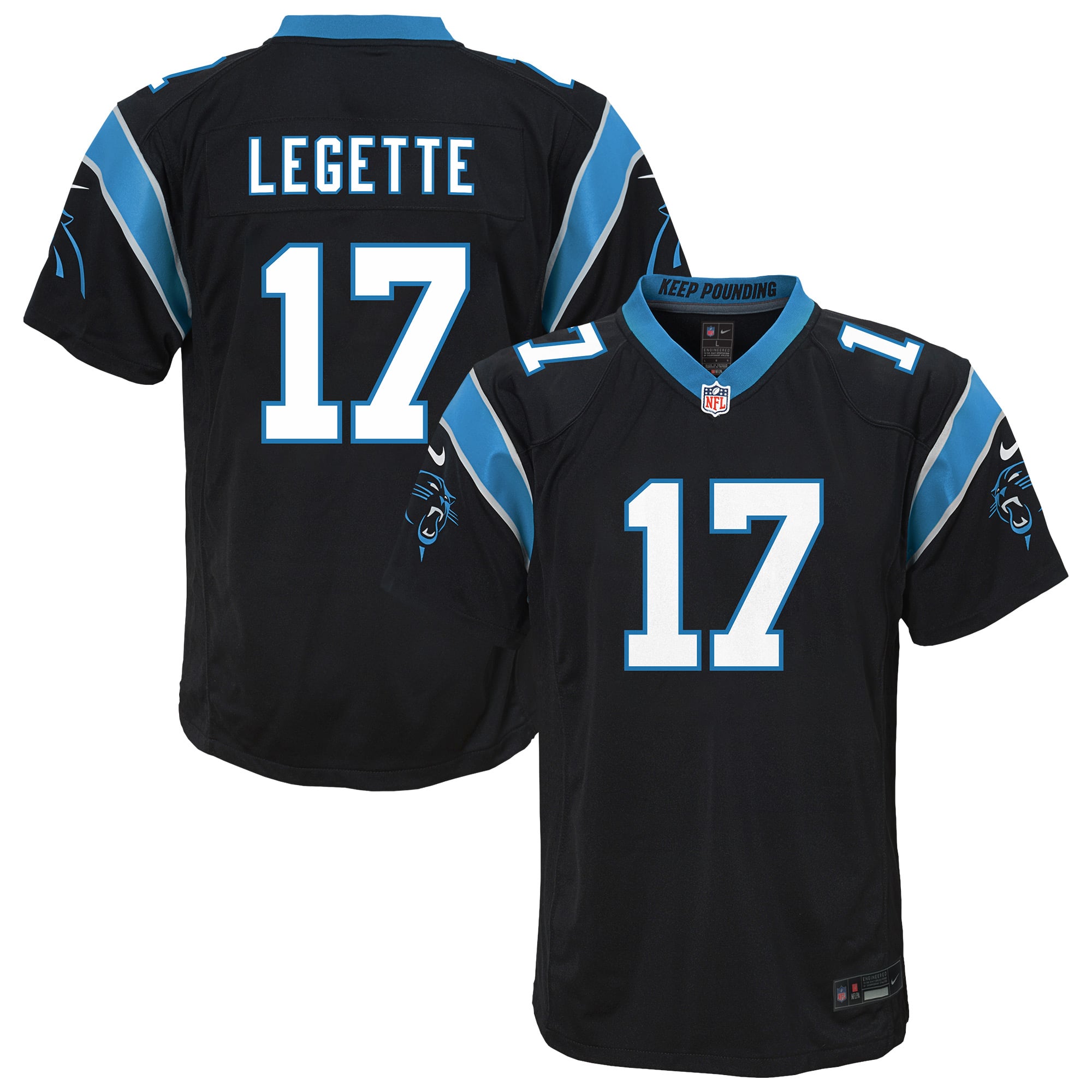Xavier Legette Carolina Panthers Youth Team Game Jersey - Black - Image 2