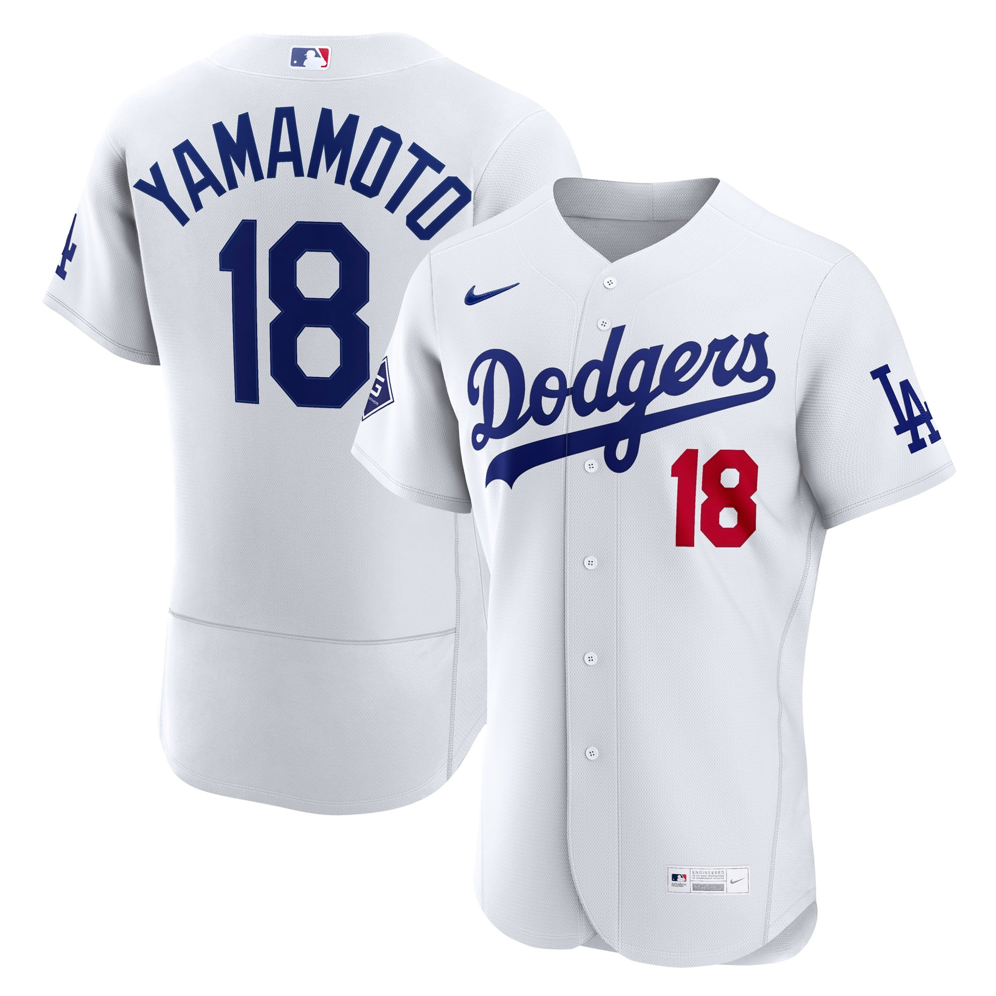Yoshinobu Yamamoto Los Angeles Dodgers Home Sponsor Patch Jersey - White