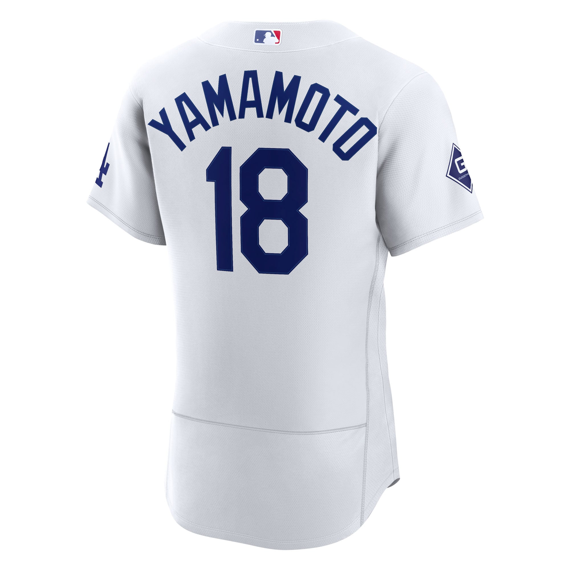 Yoshinobu Yamamoto Los Angeles Dodgers Home Sponsor Patch Jersey - White - Image 4