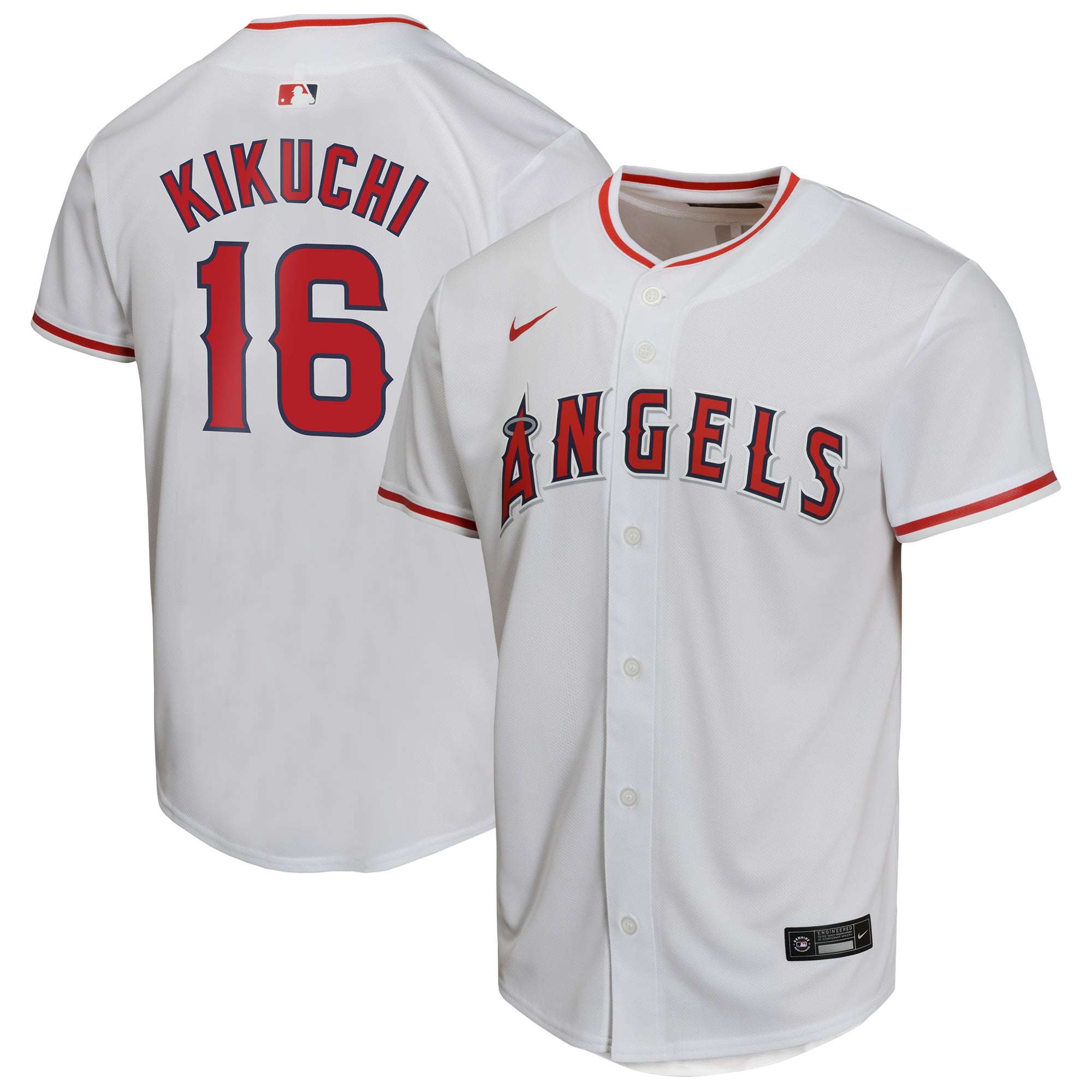 Yusei Kikuchi Los Angeles Angels Youth Home Game Player Jersey - White - Image 2