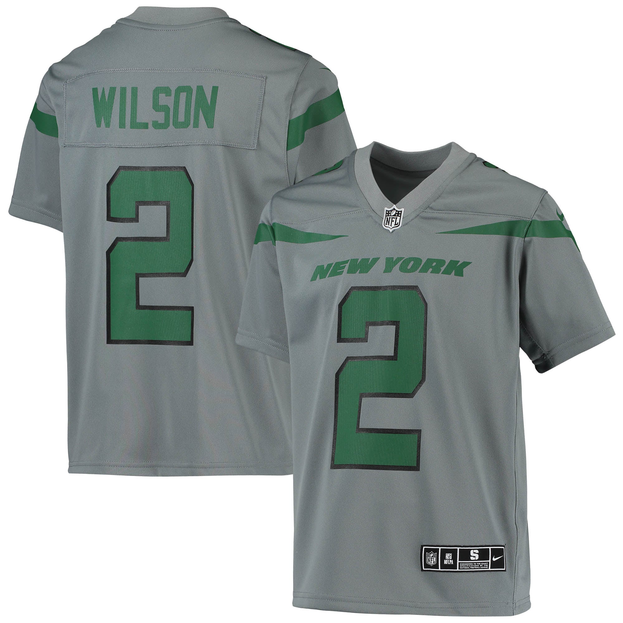 Zach Wilson New York Jets Youth Inverted Team Game Jersey - Gray - Image 2