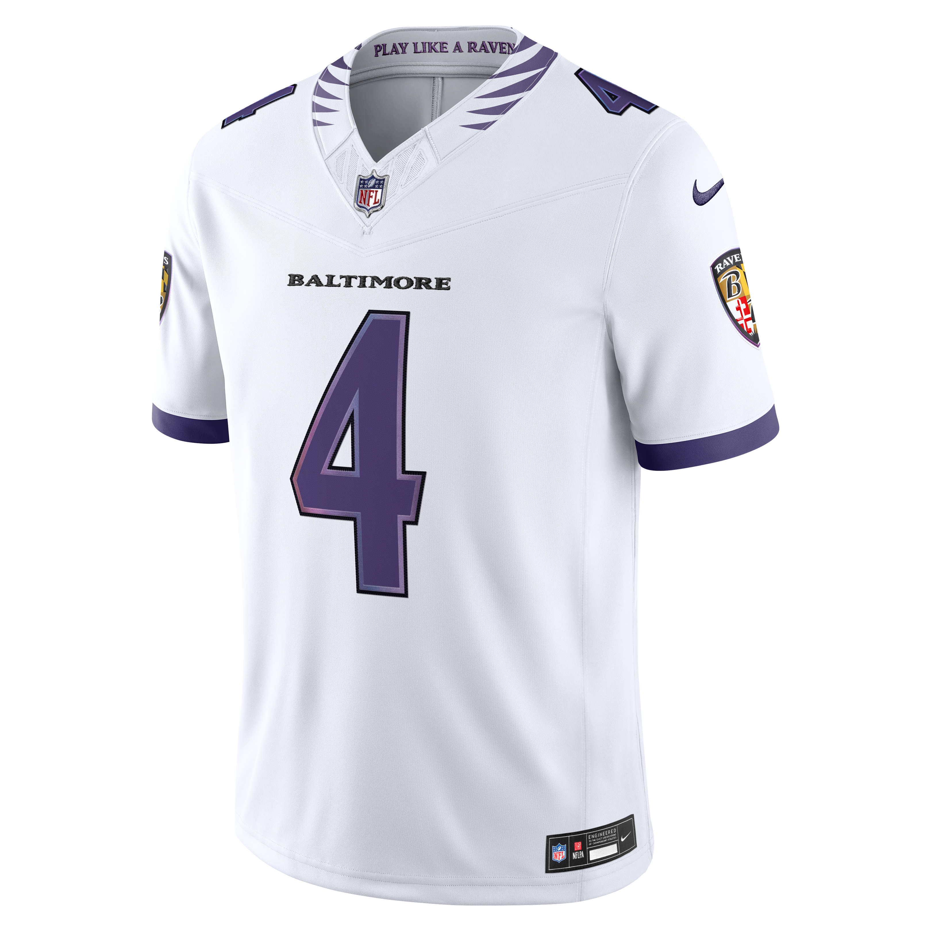 Zay Flowers Baltimore Ravens Team Vapor F.U.S.E. Stitched Limited Jersey - White - Image 3
