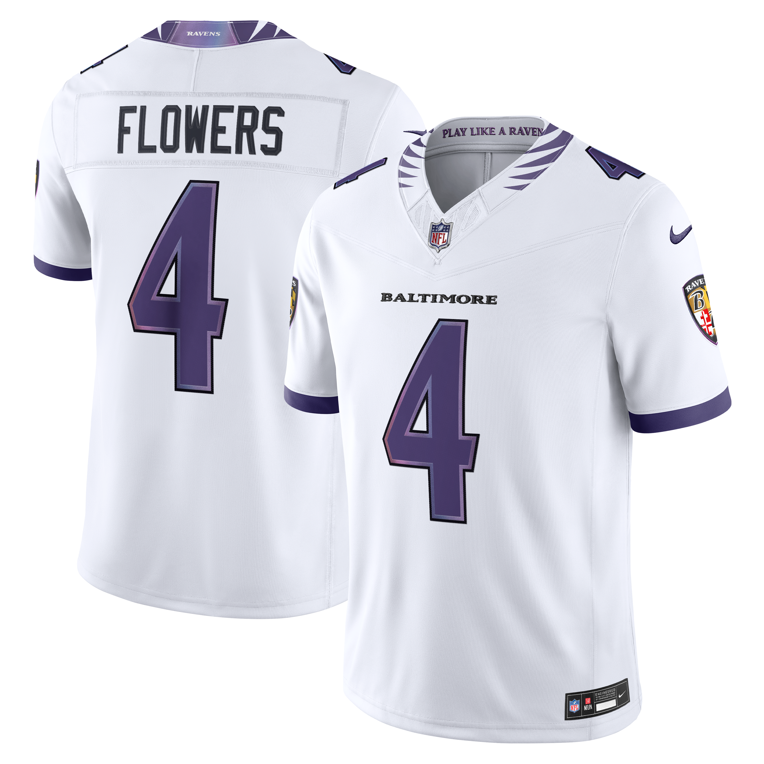 Zay Flowers Baltimore Ravens Team Vapor F.U.S.E. Stitched Limited Jersey - White - Image 2