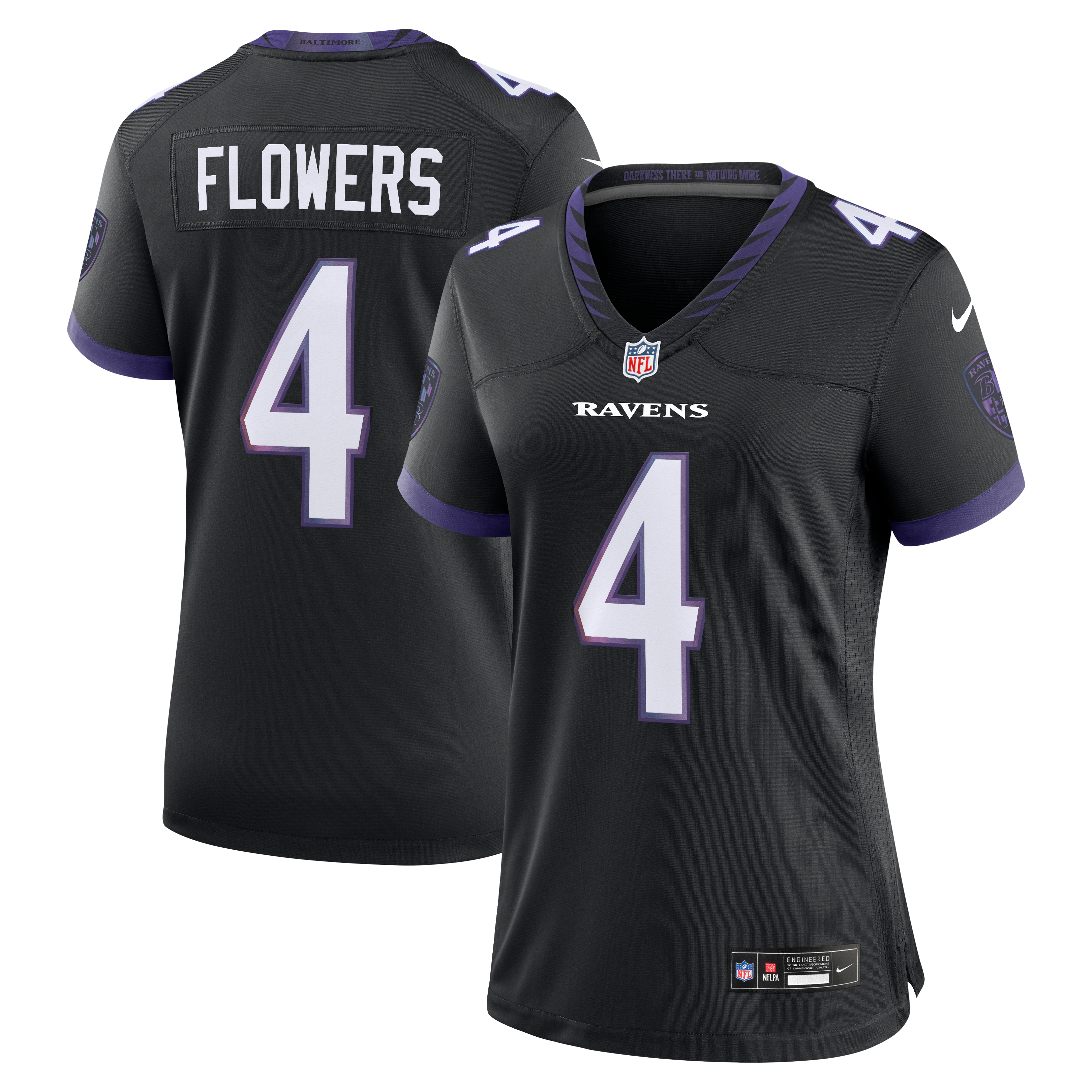 Zay Flowers Baltimore Ravens Women's Alternate Game Jersey - Black - Image 2