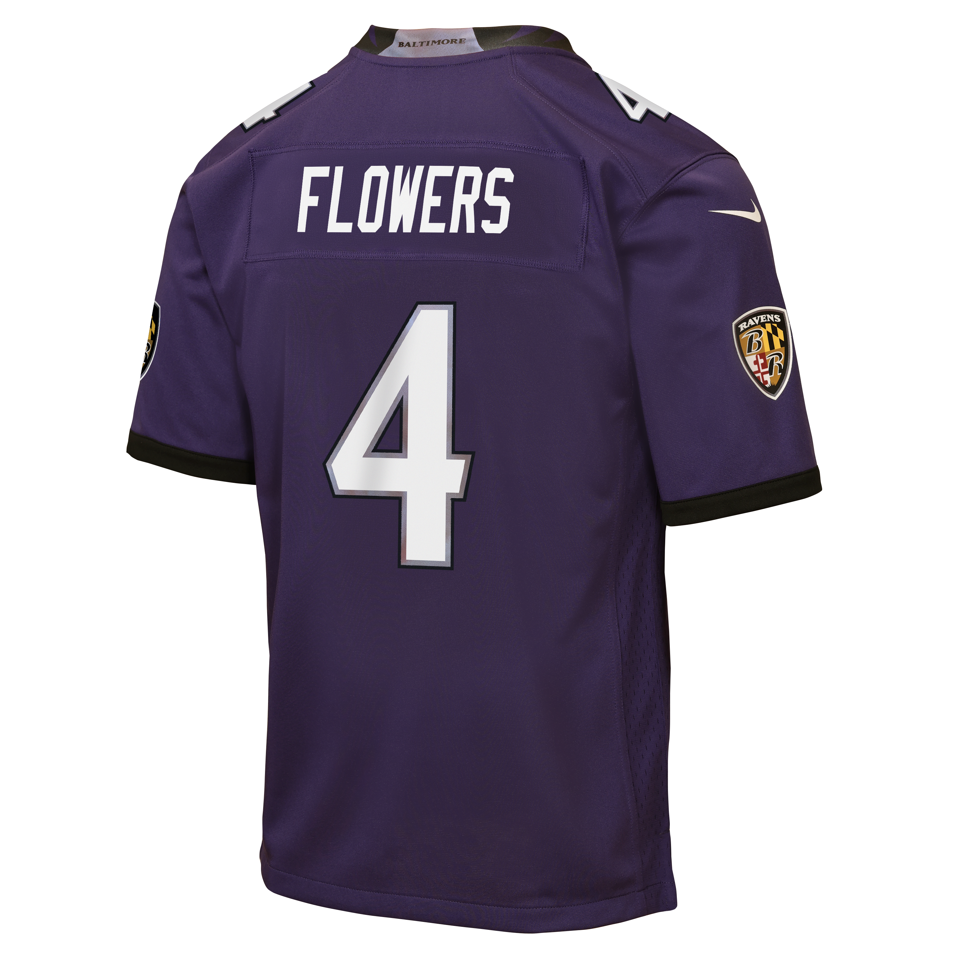 Zay Flowers Baltimore Ravens Youth Alternate Game Jersey - Purple - Image 4