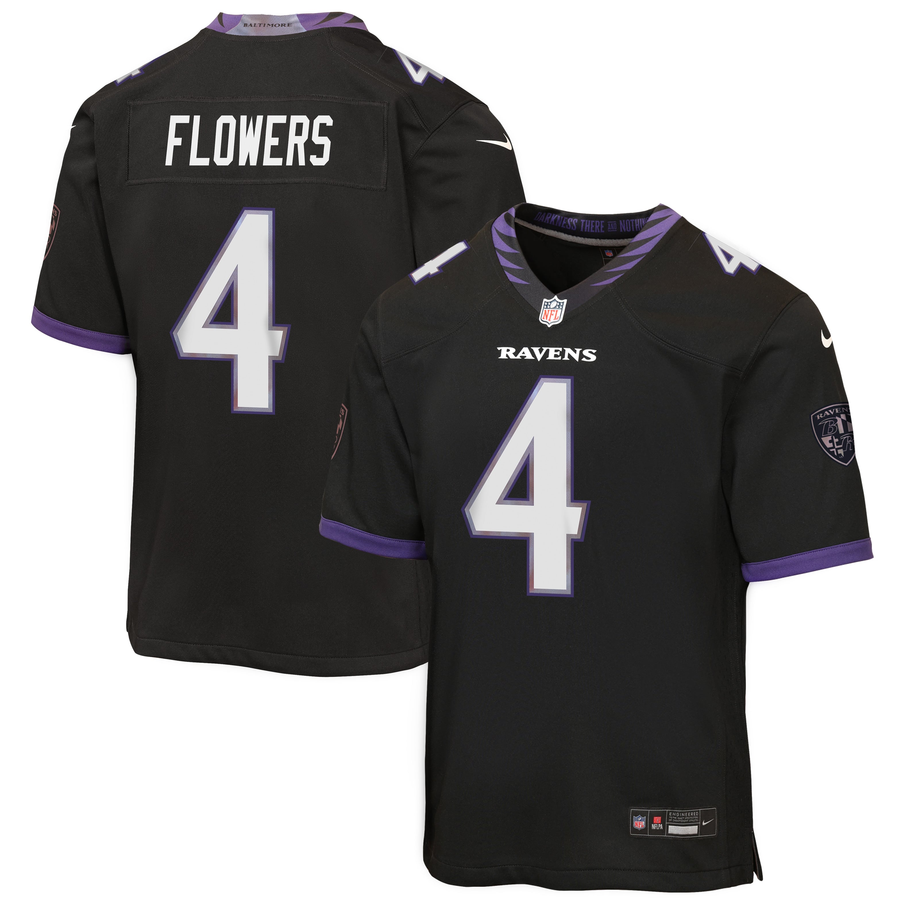 Zay Flowers Baltimore Ravens Youth Game Jersey - Black - Image 2