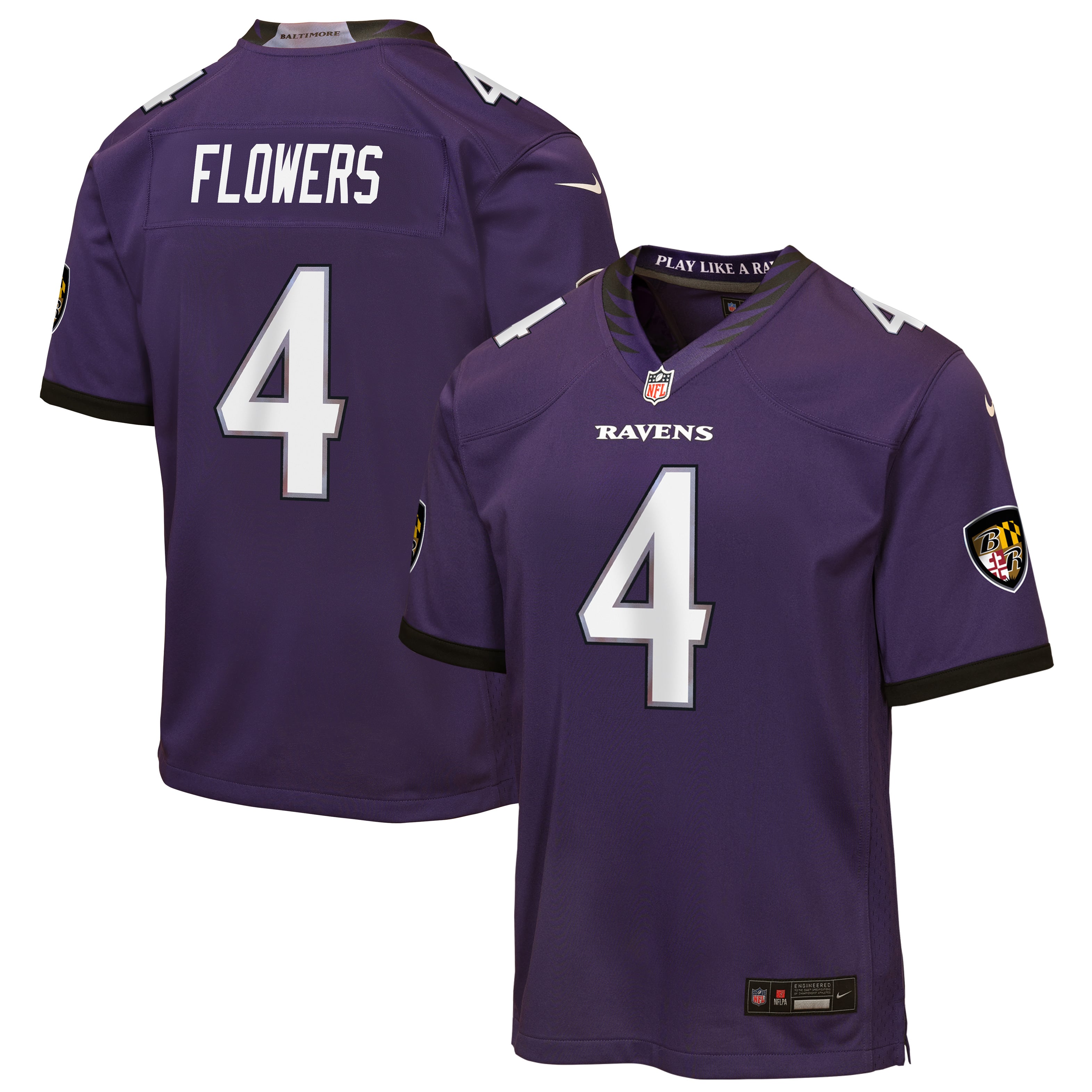 Zay Flowers Baltimore Ravens Youth Game Jersey - Purple - Image 2