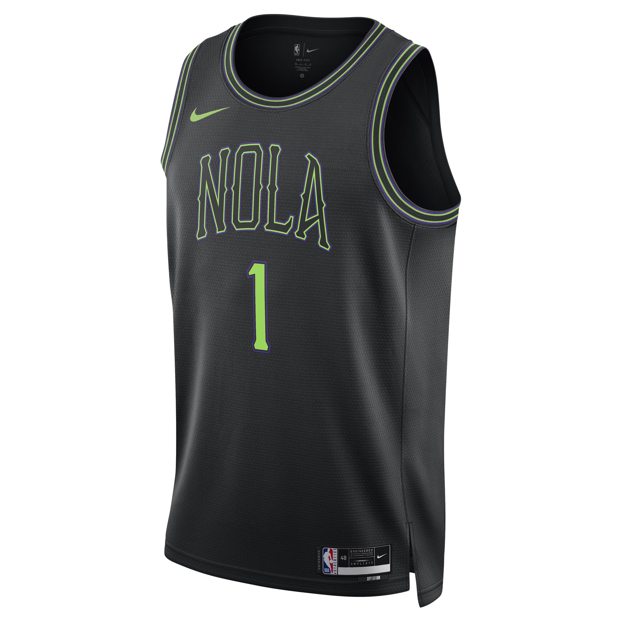 Zion Williamson New Orleans Pelicans Unisex 2025/26 Swingman Jersey - Black - City Edition - Image 3