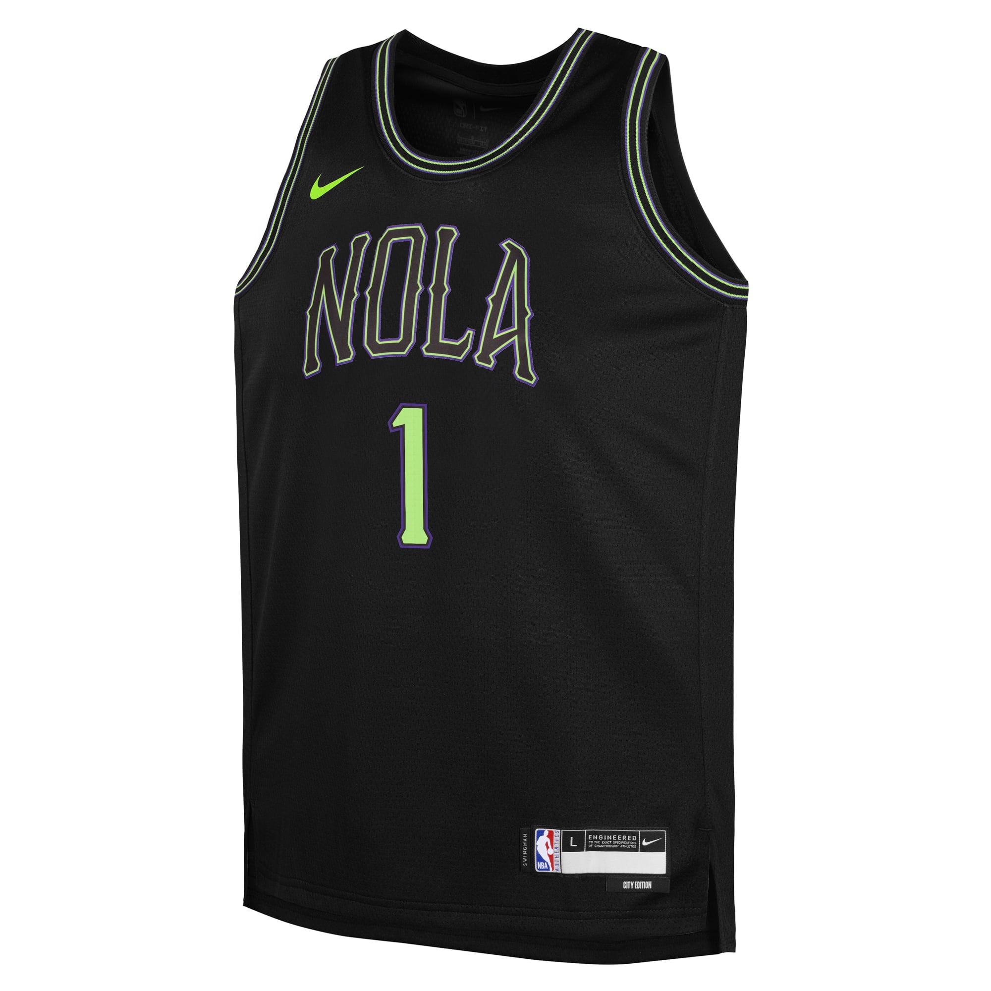 Zion Williamson New Orleans Pelicans Youth 2025/26 City Edition Swingman Jersey - Black - Image 3