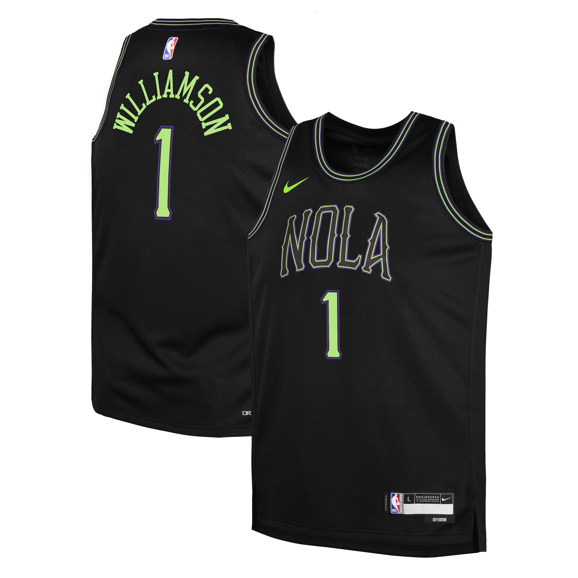 Zion Williamson New Orleans Pelicans Youth 2025/26 City Edition Swingman Jersey - Black - Image 2